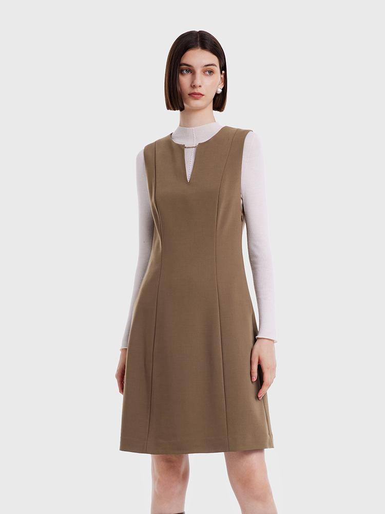 Double Layer Worsted Woolen Vest Dress Product Image