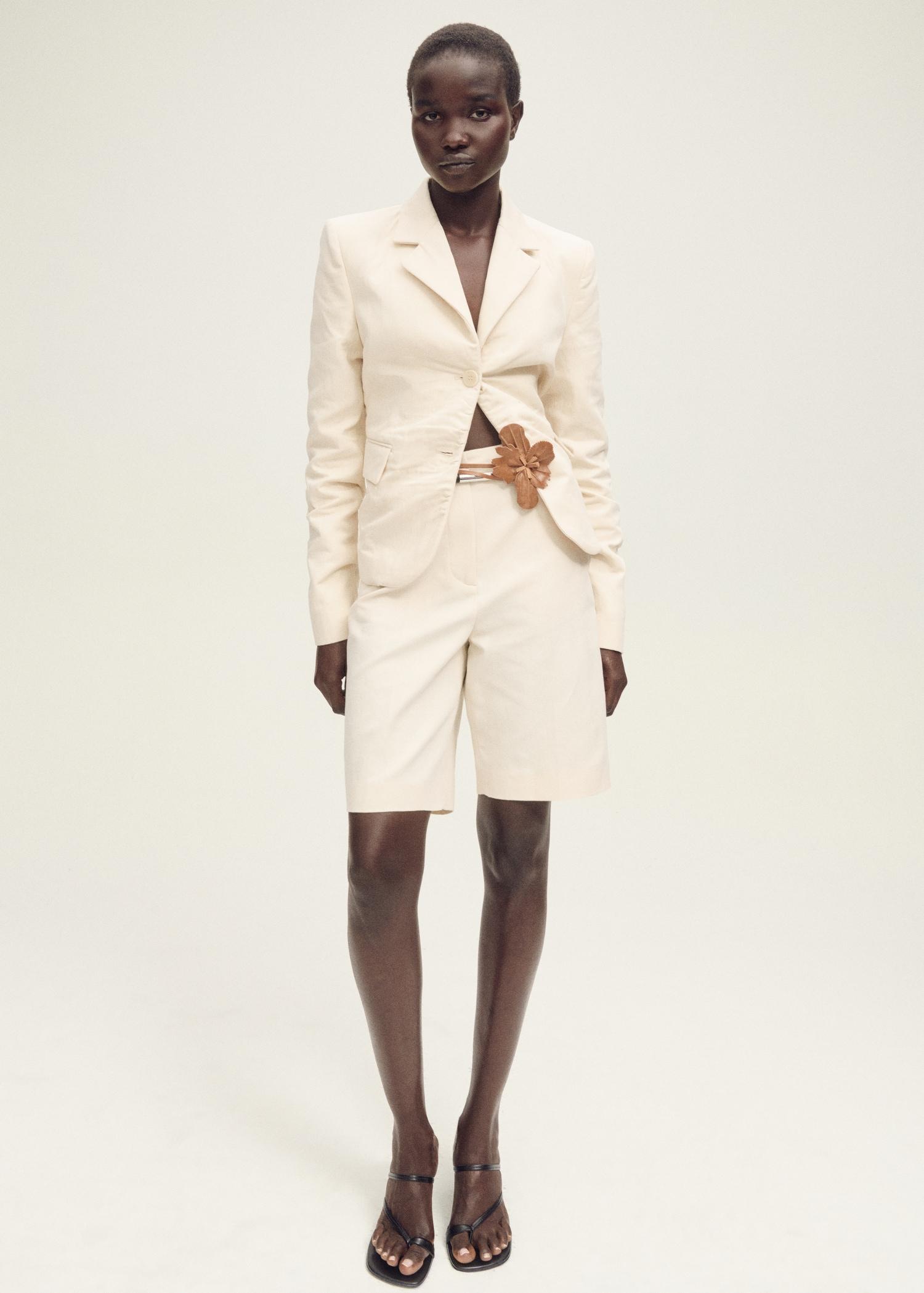 Wrinkled linen-blend suit blazer - Women | MANGO USA Product Image