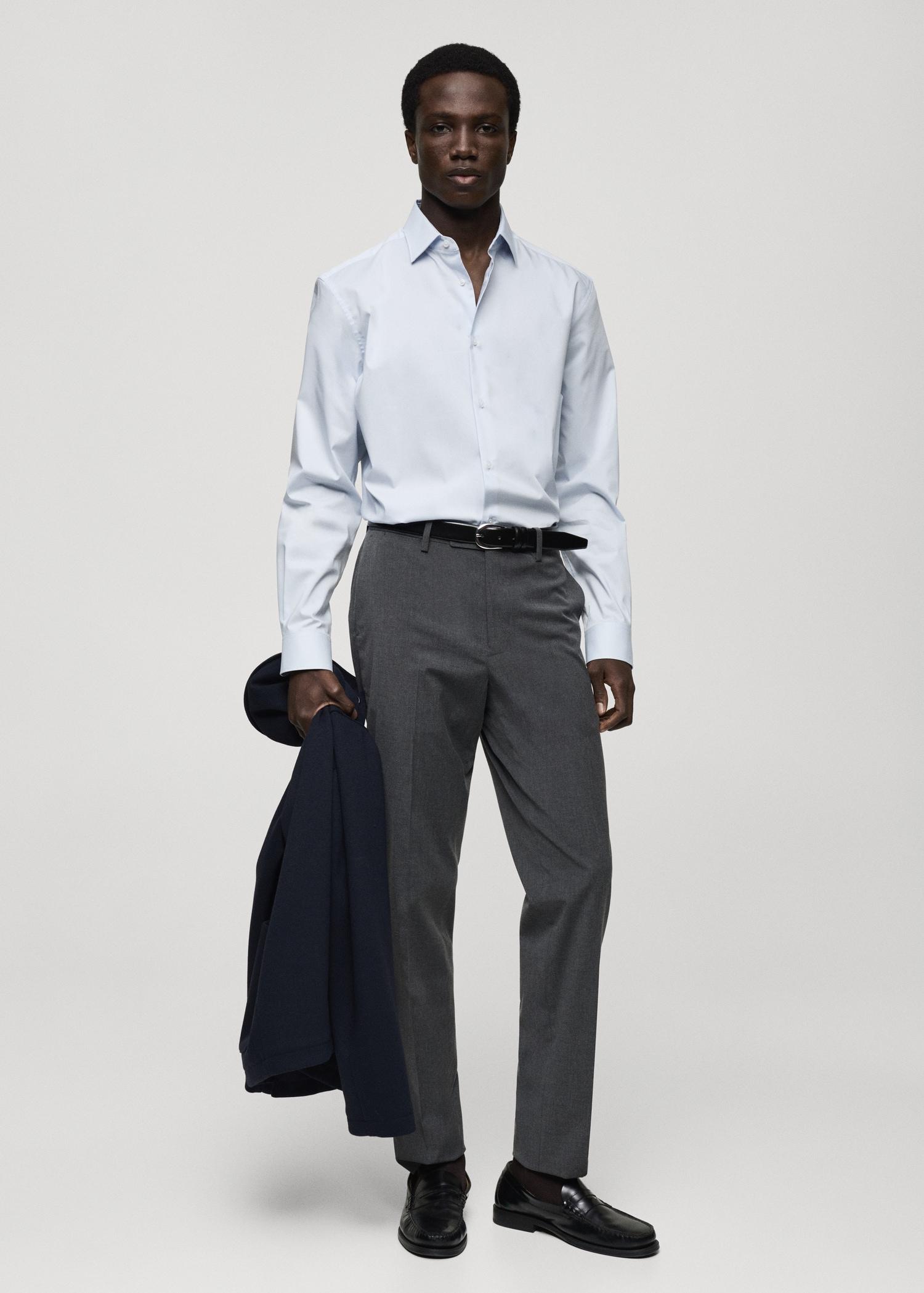 Regular-fit stretch cotton shirt - Men | MANGO USA Product Image