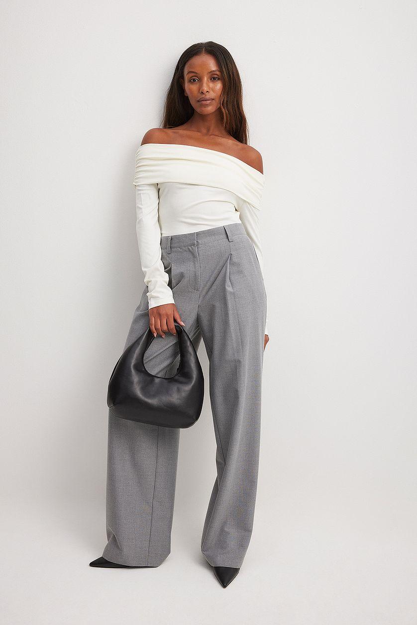 Off Shoulder Jersey Top Offwhite Product Image