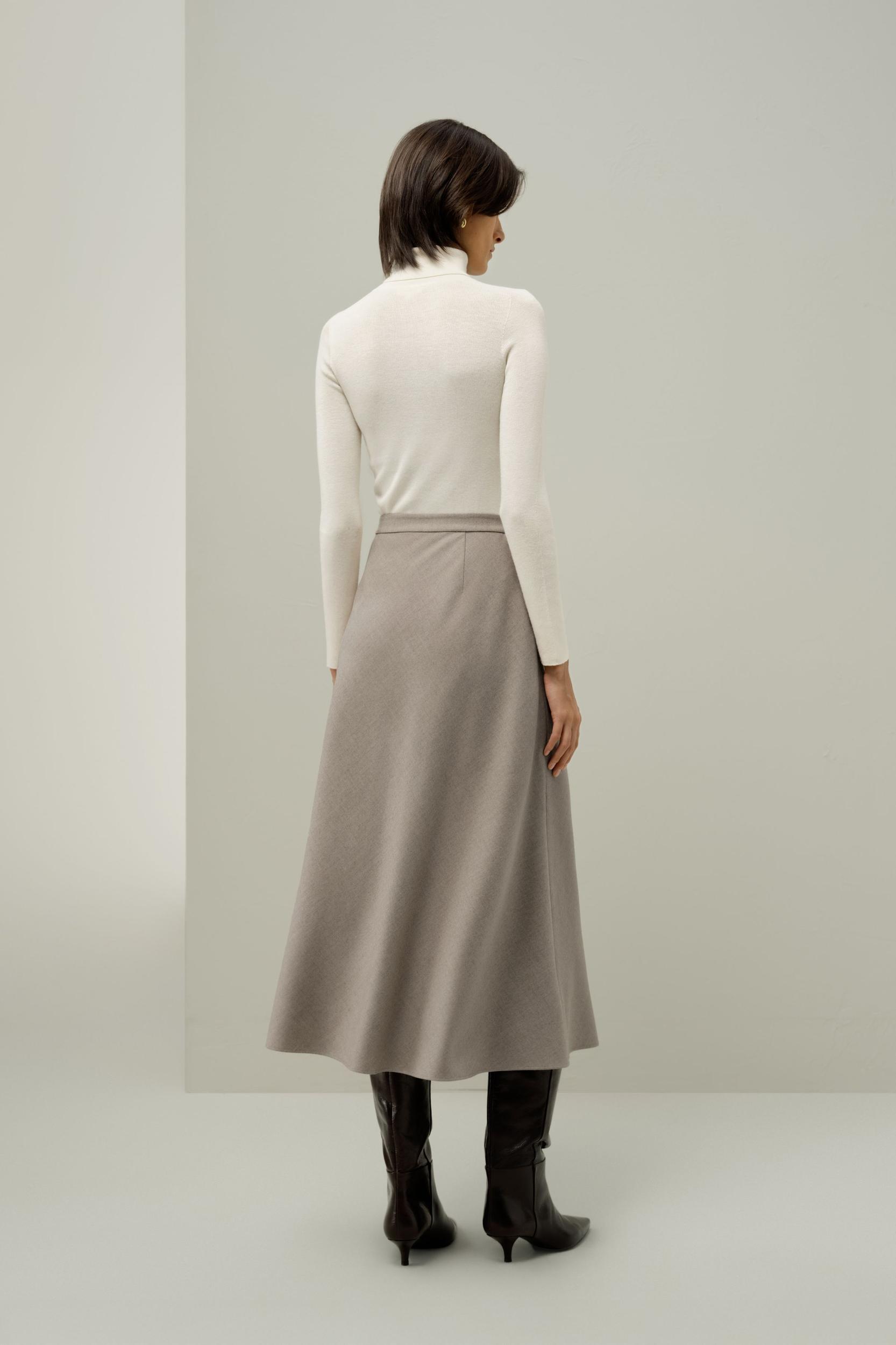 Mottled Silk-Wool A-Line Skirt Product Image