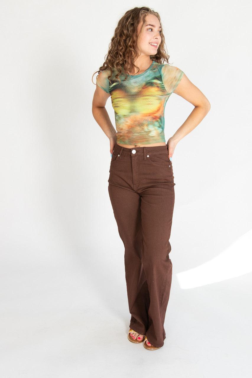 Brown Wide Leg Jeans Product Image