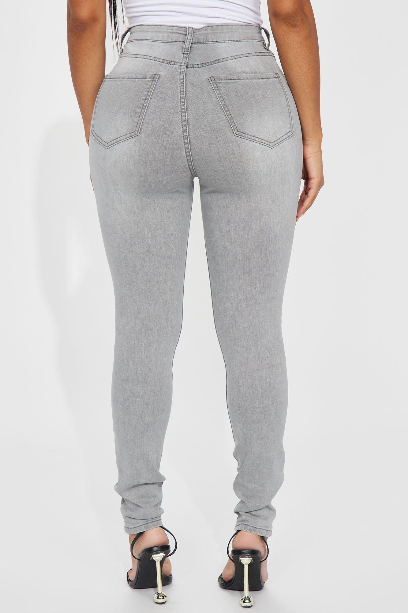 Rosie Ripped High Rise Stretch Skinny Jeans - Grey Product Image