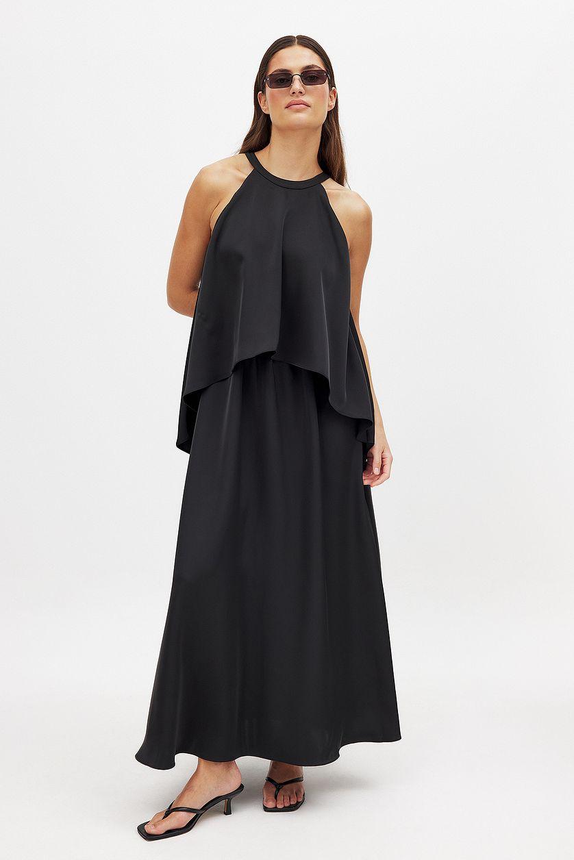 Satin Flowy Maxi Dress Product Image