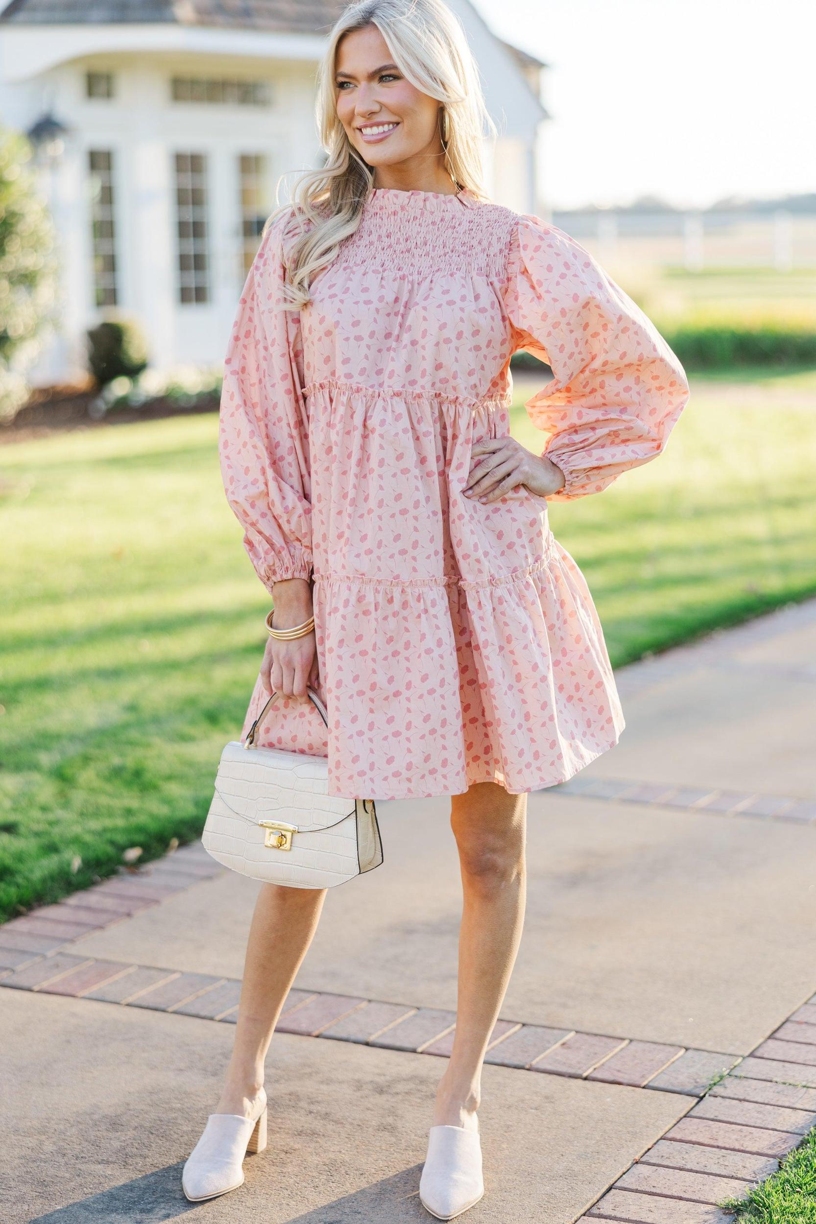 Be Your Best Pink Floral Babydoll Dress Female Product Image