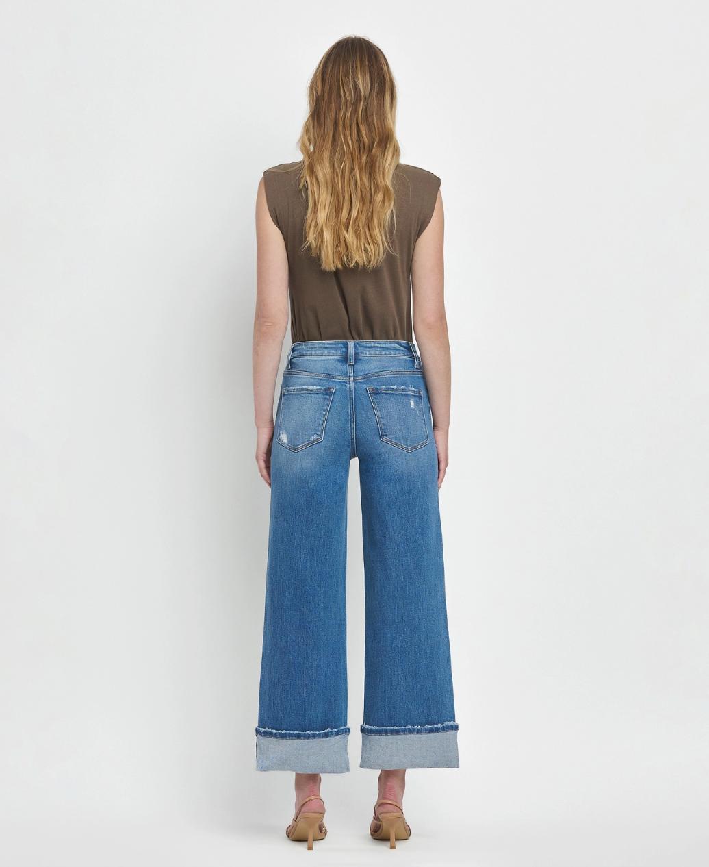 Cuffed Wide Leg Jeans Product Image
