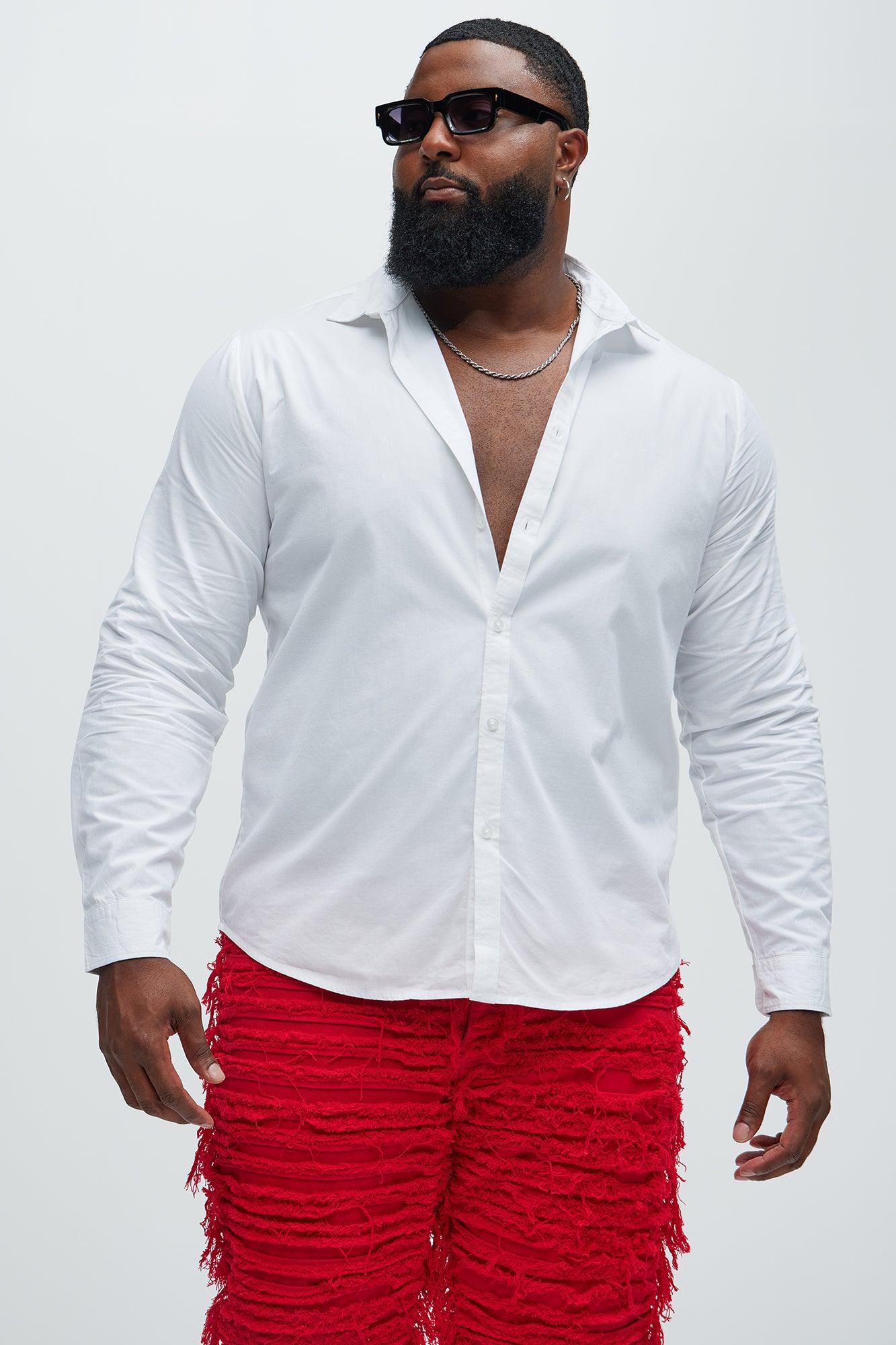 Ryland Cotton Long Sleeve Button Up Shirt - White Product Image
