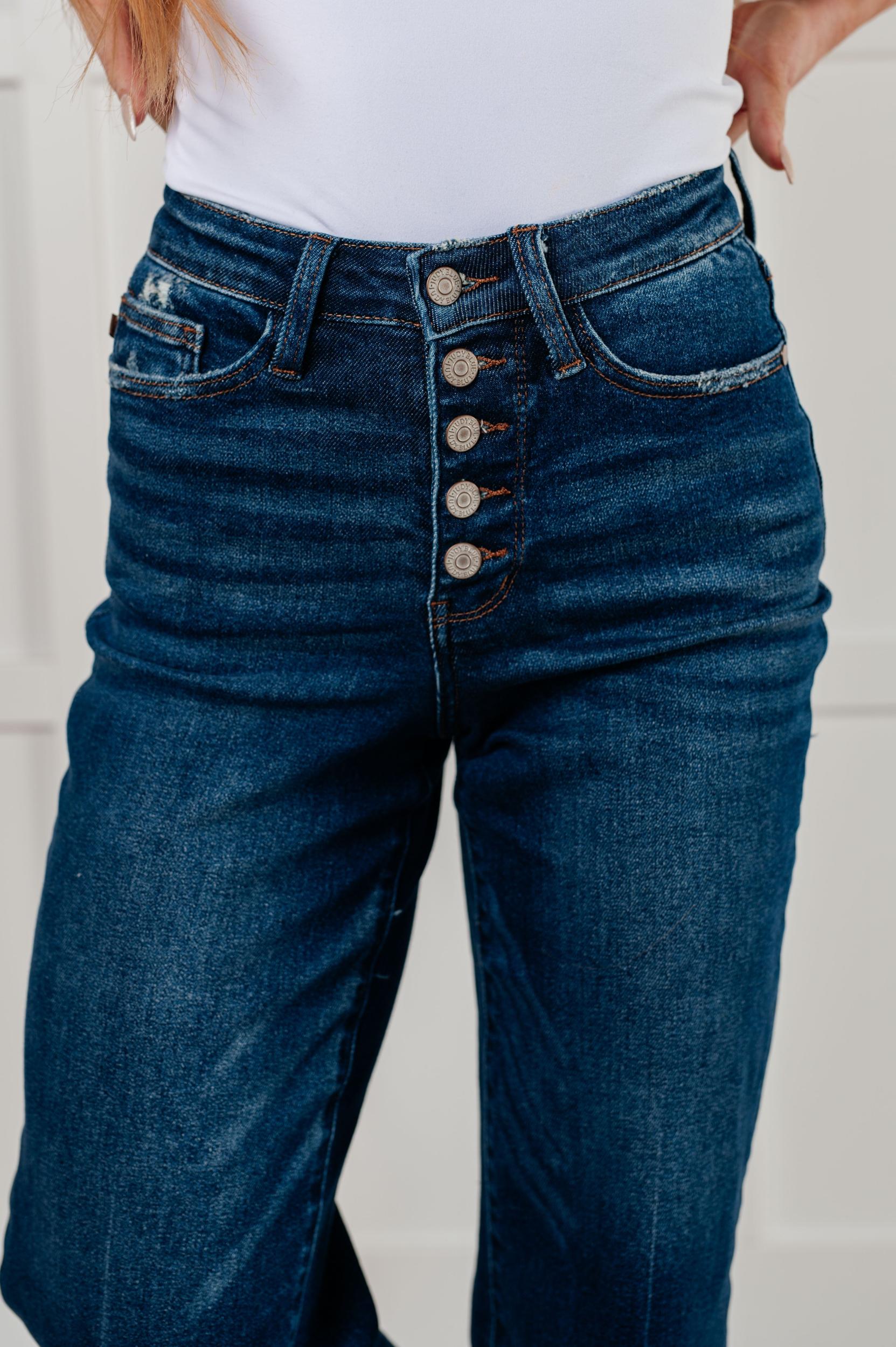 Janice High Rise Button Fly Wide Leg Crop Jeans (Online Exclusive) Product Image