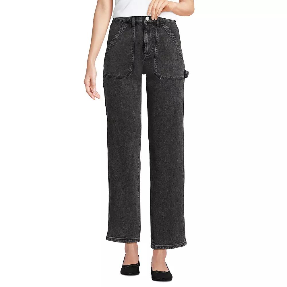 Women's Lands' End Soft Denim High Rise Cargo Ankle Jeans,  Product Image