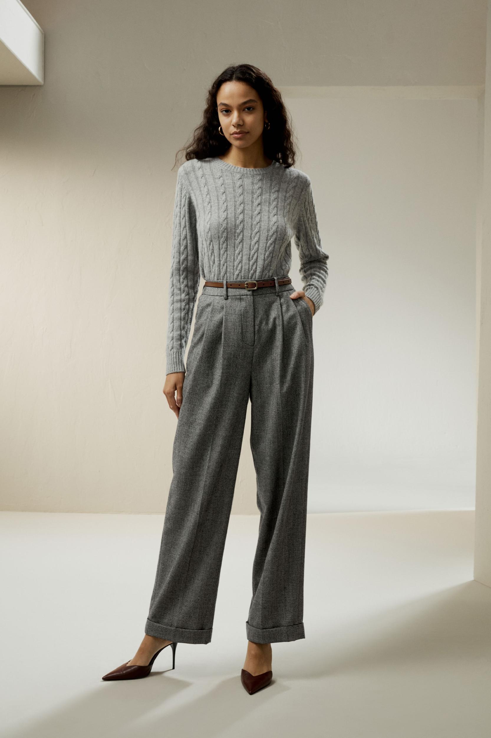 Wide leg wool-flannel suit trousers Product Image