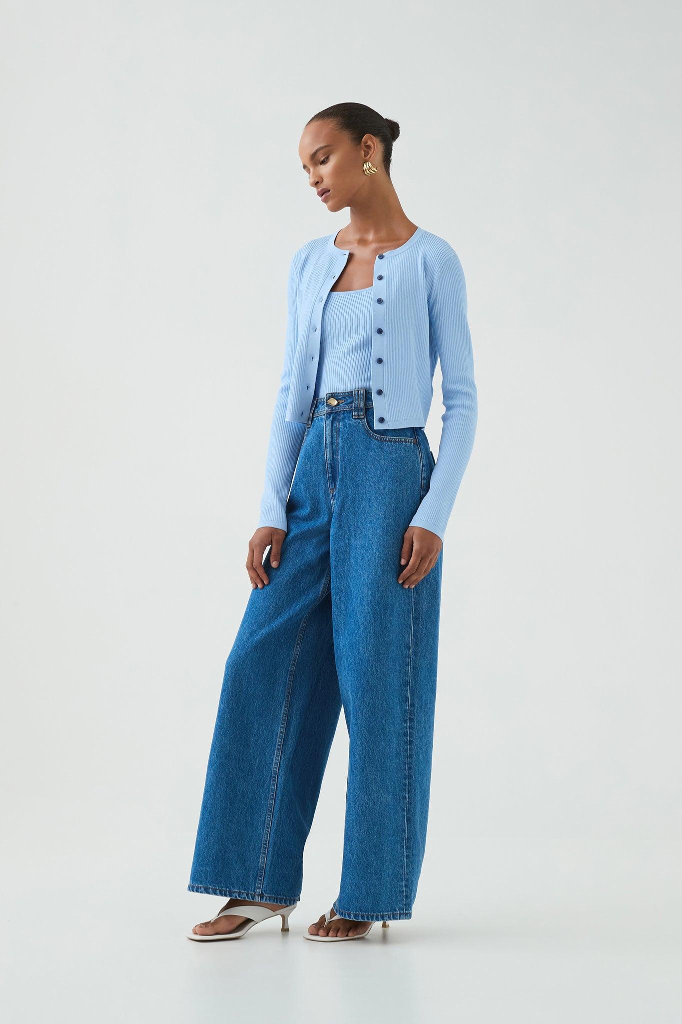 Deia Cropped Knit Cardigan Product Image