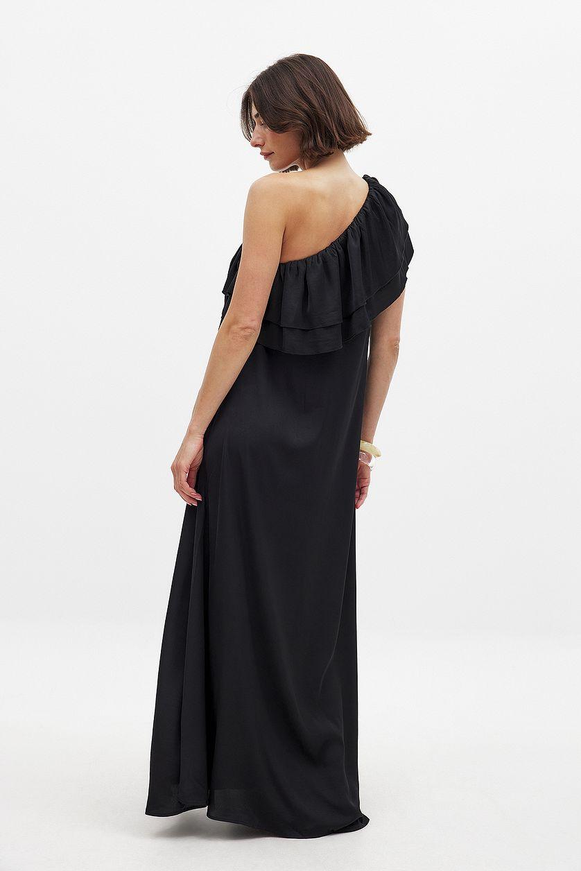 One Shoulder Frill Detail Maxi Dress Product Image