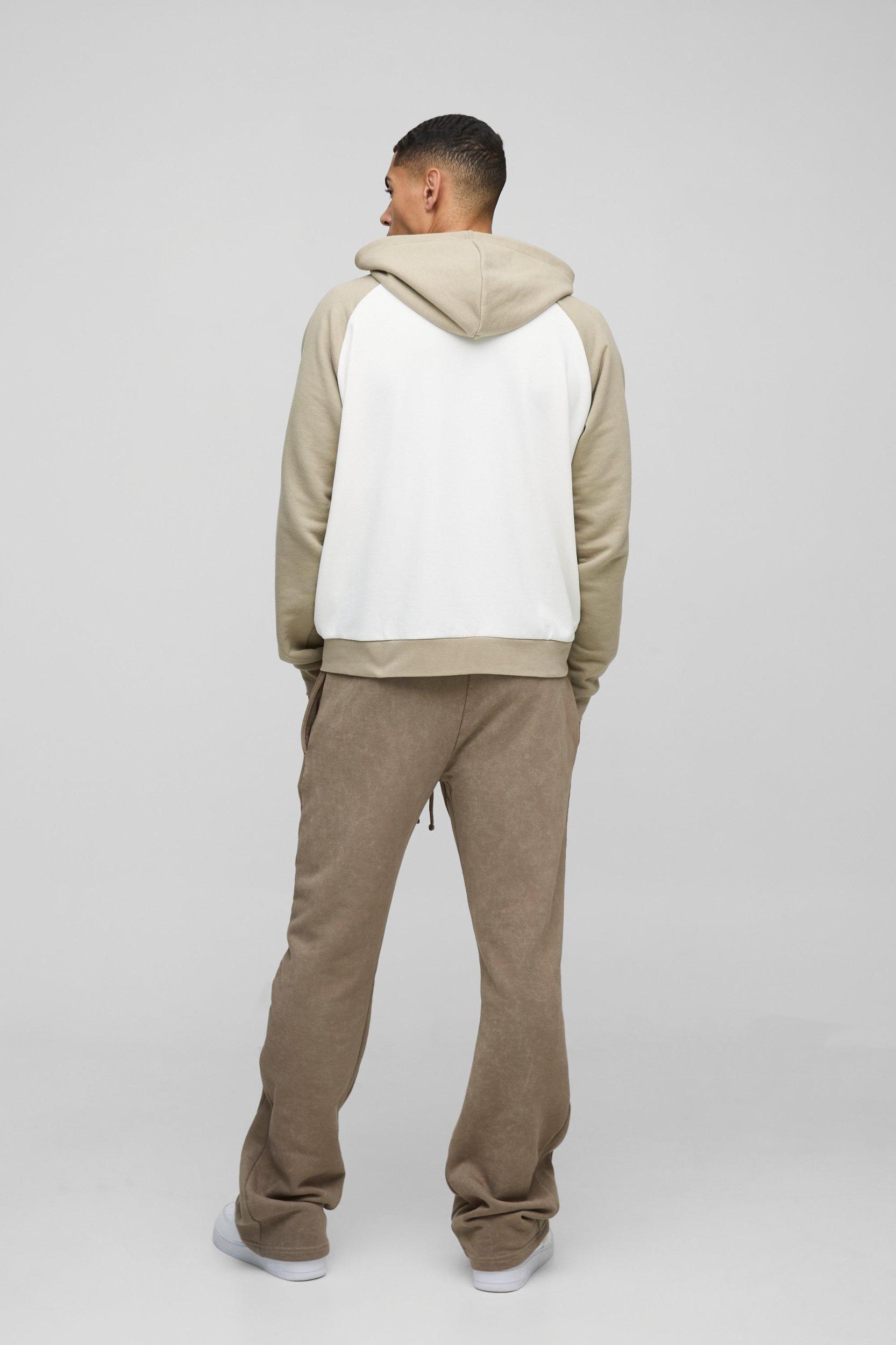 Oversized Boxy Colour Block Official Raglan Sleeve Zip Through Hoodie | boohooMAN USA Product Image