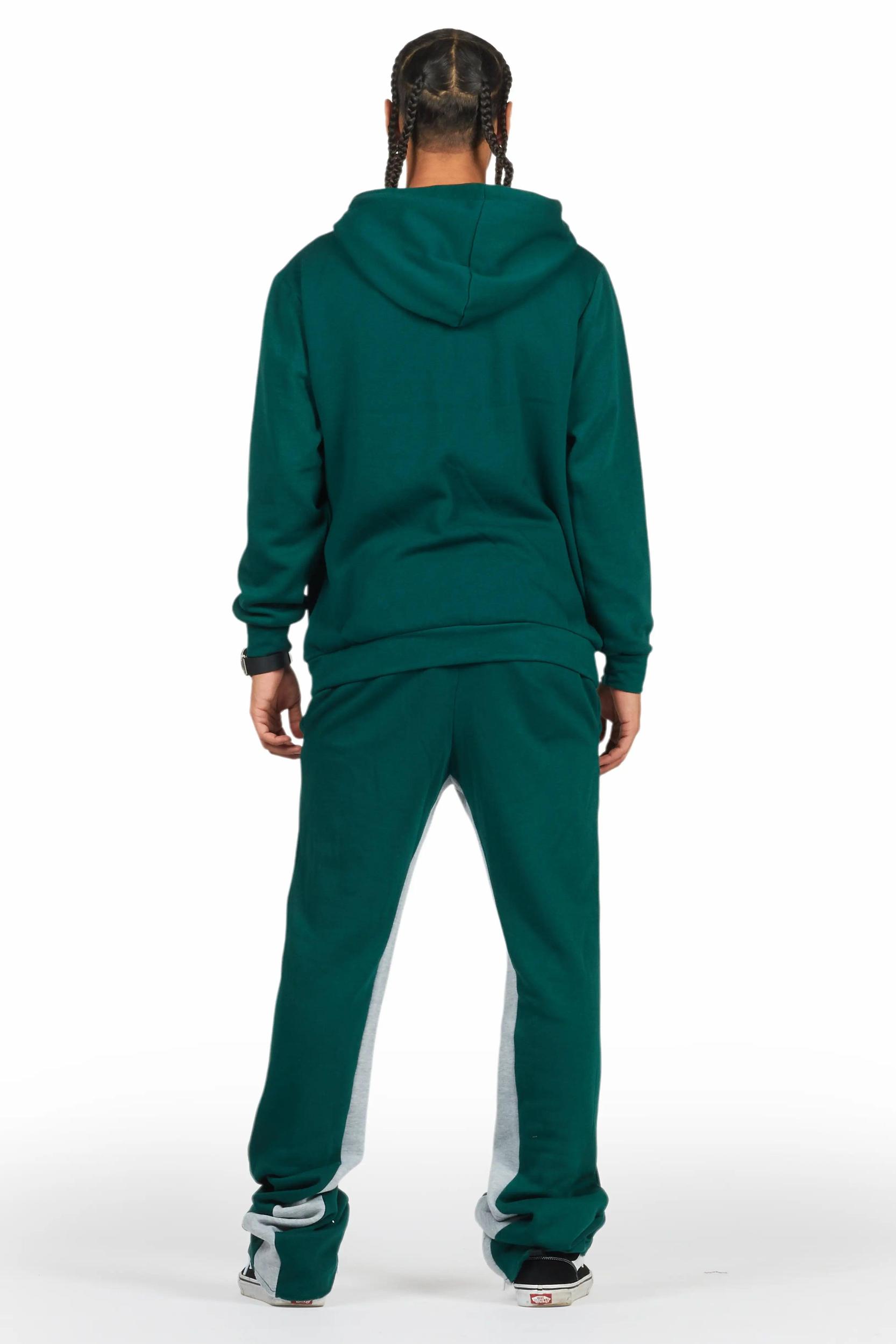 Scottie Green/White Hoodie/Baggy Track Pant Set Male Product Image