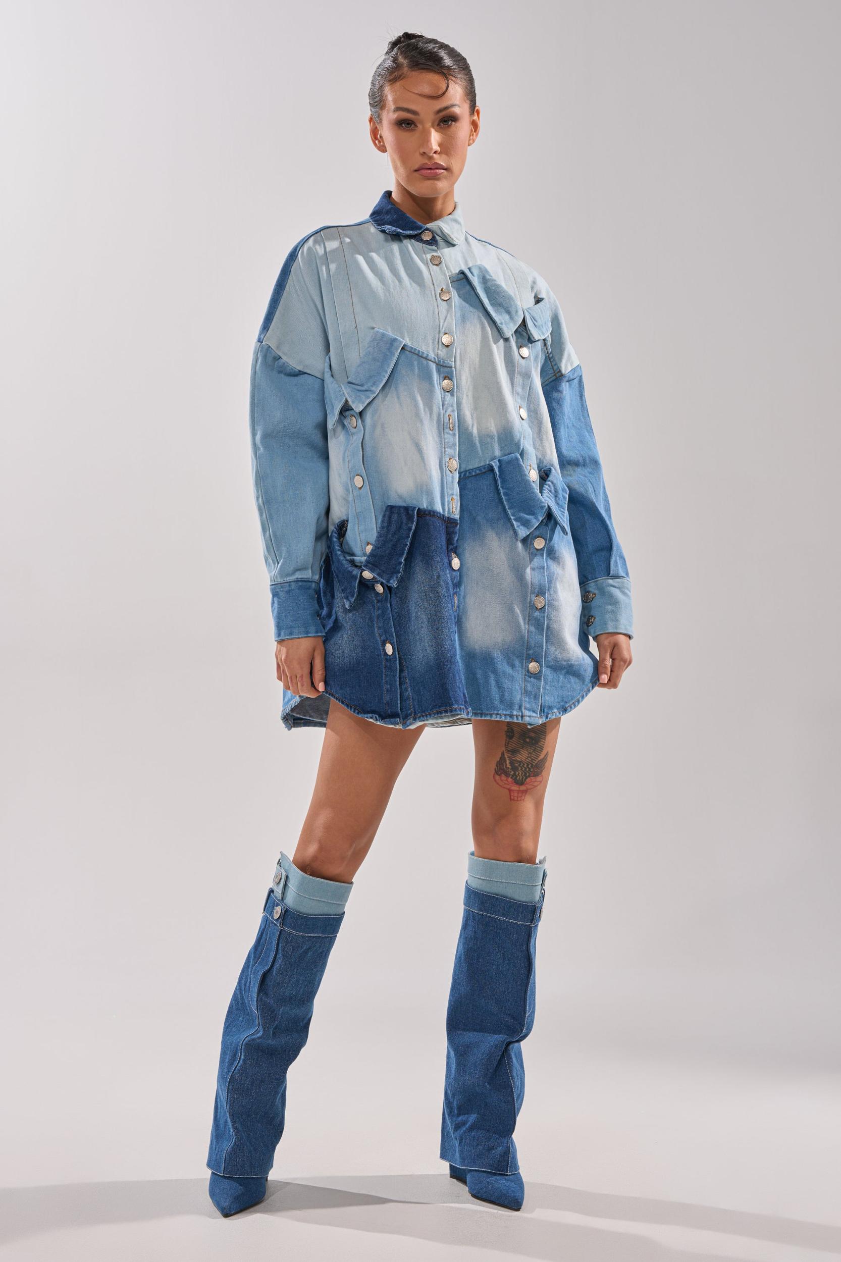 MONDAY BLUES DENIM MINI DRESS Product Image
