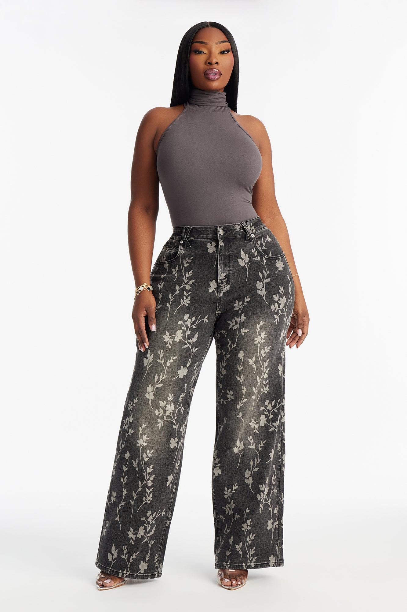 Where Flowers Bloom Stretch Jeans - Grey Female Product Image