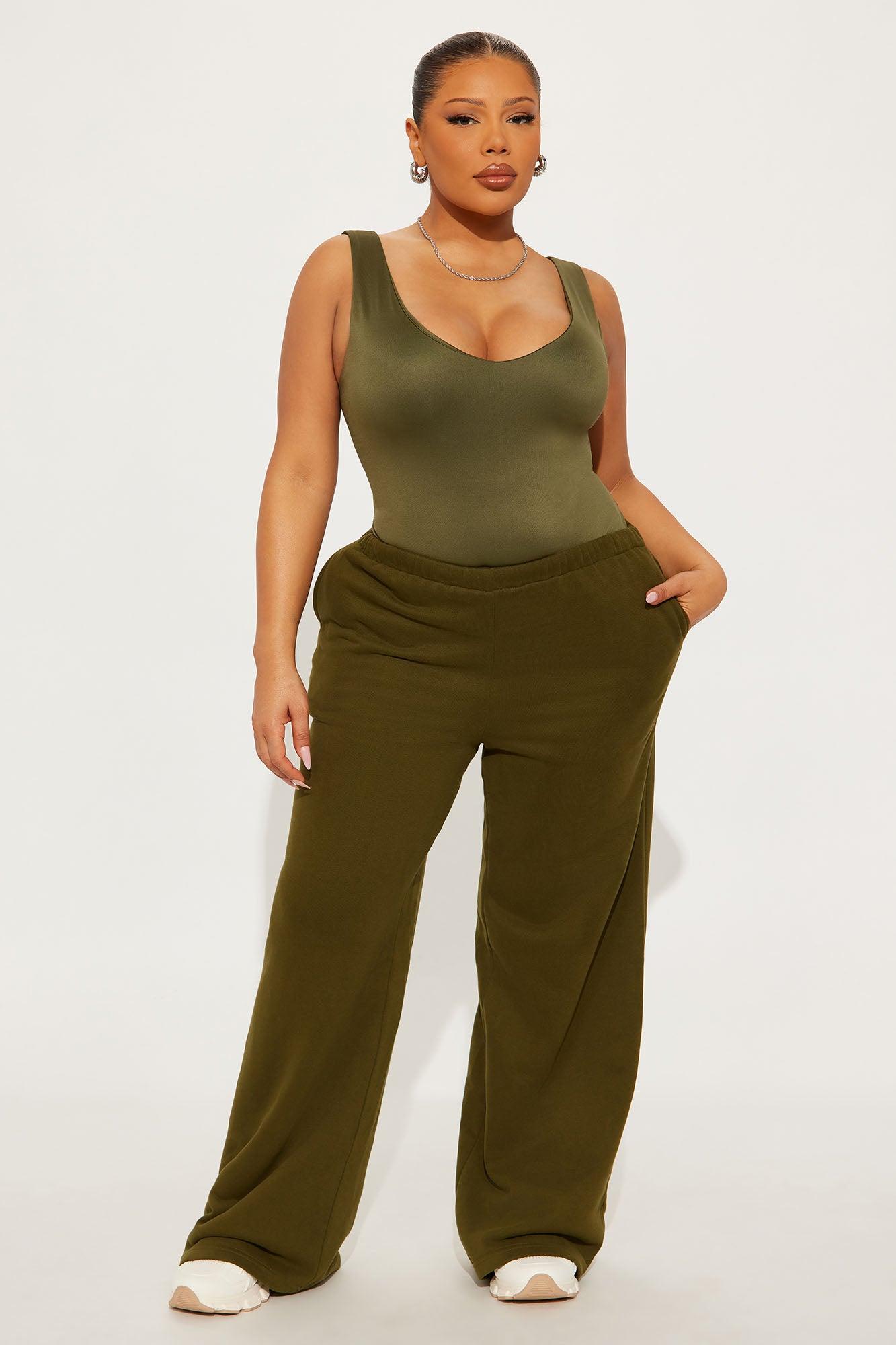 Contour Double Lined V-Neck Bodysuit - Military Green Female Product Image