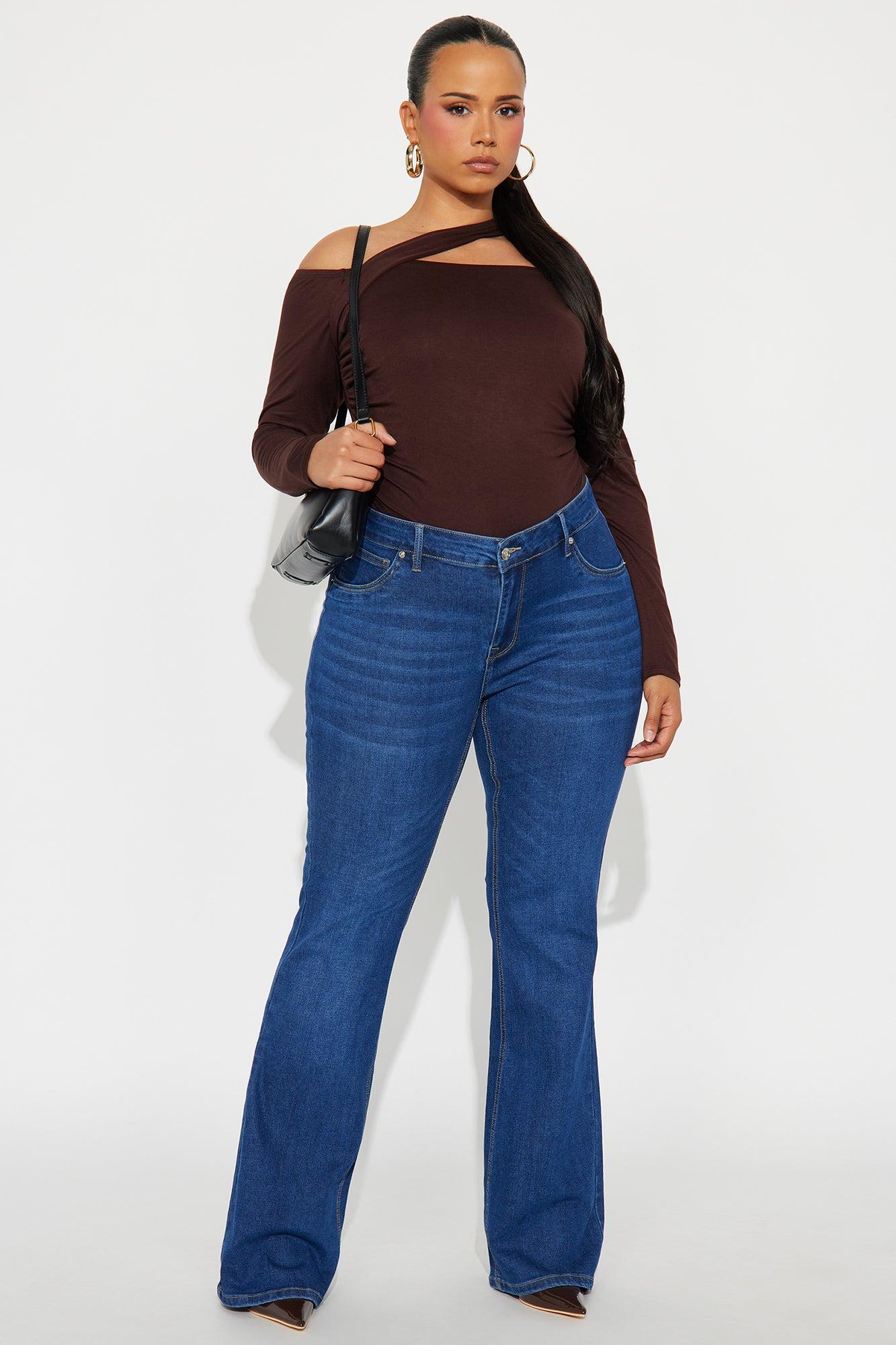 Gilda Off Shoulder Long Sleeve Bodysuit - Brown Female Product Image