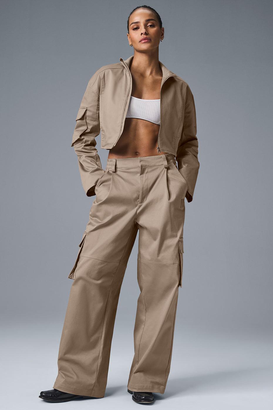 High-Waist Night Out Cargo Trouser - Gravel Female Product Image