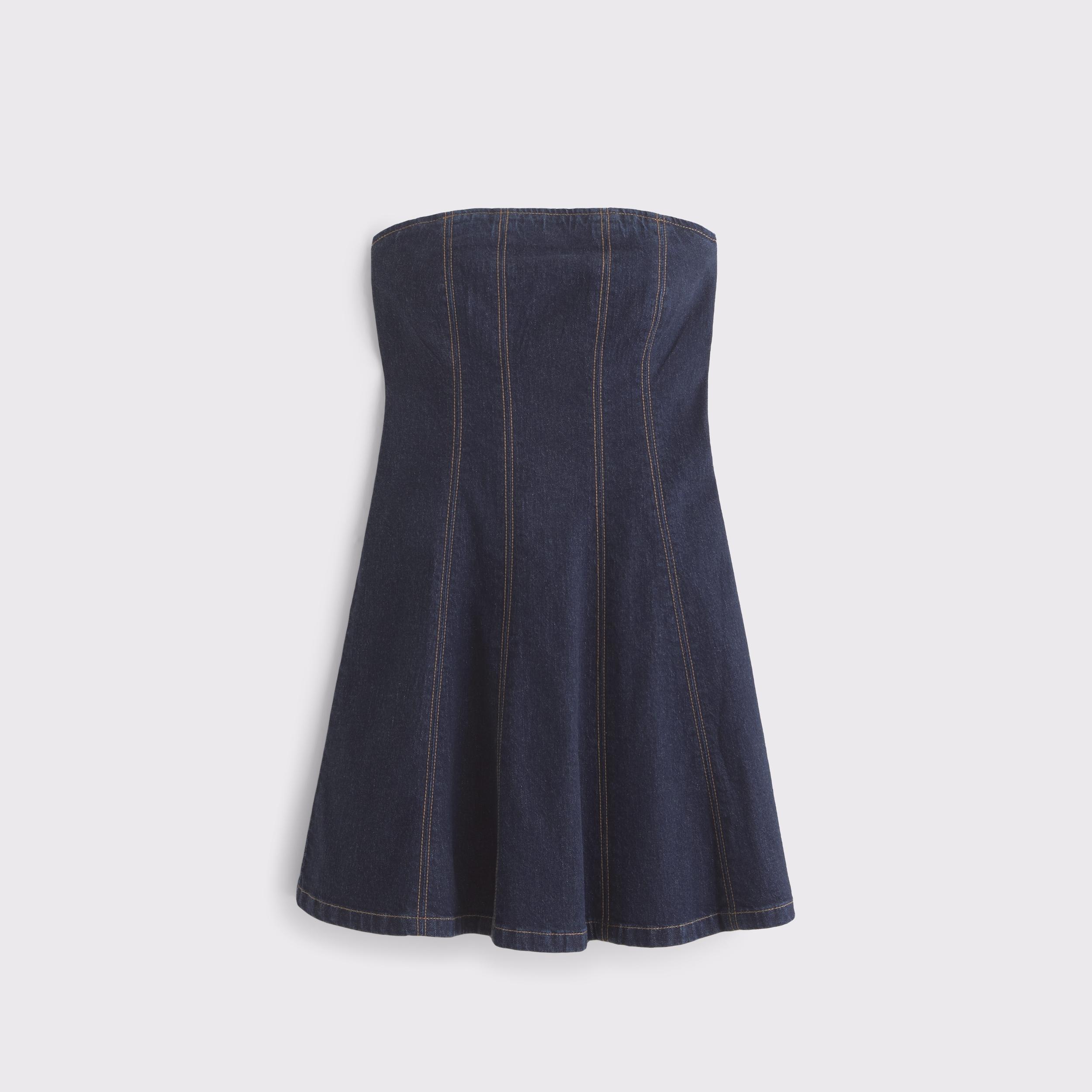 The A&F Mila Strapless Denim Mini Dress Product Image