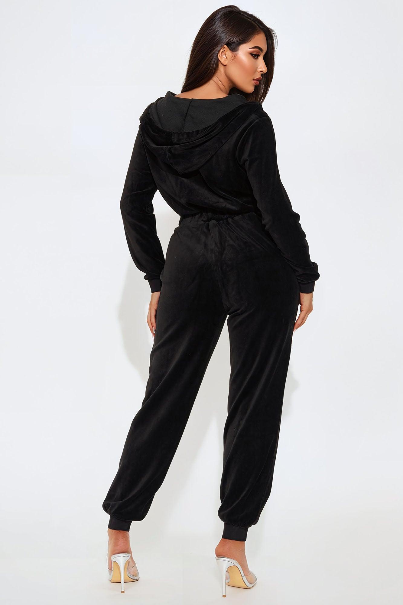 The Original Trendsetter Velour Jumpsuit - Black Product Image