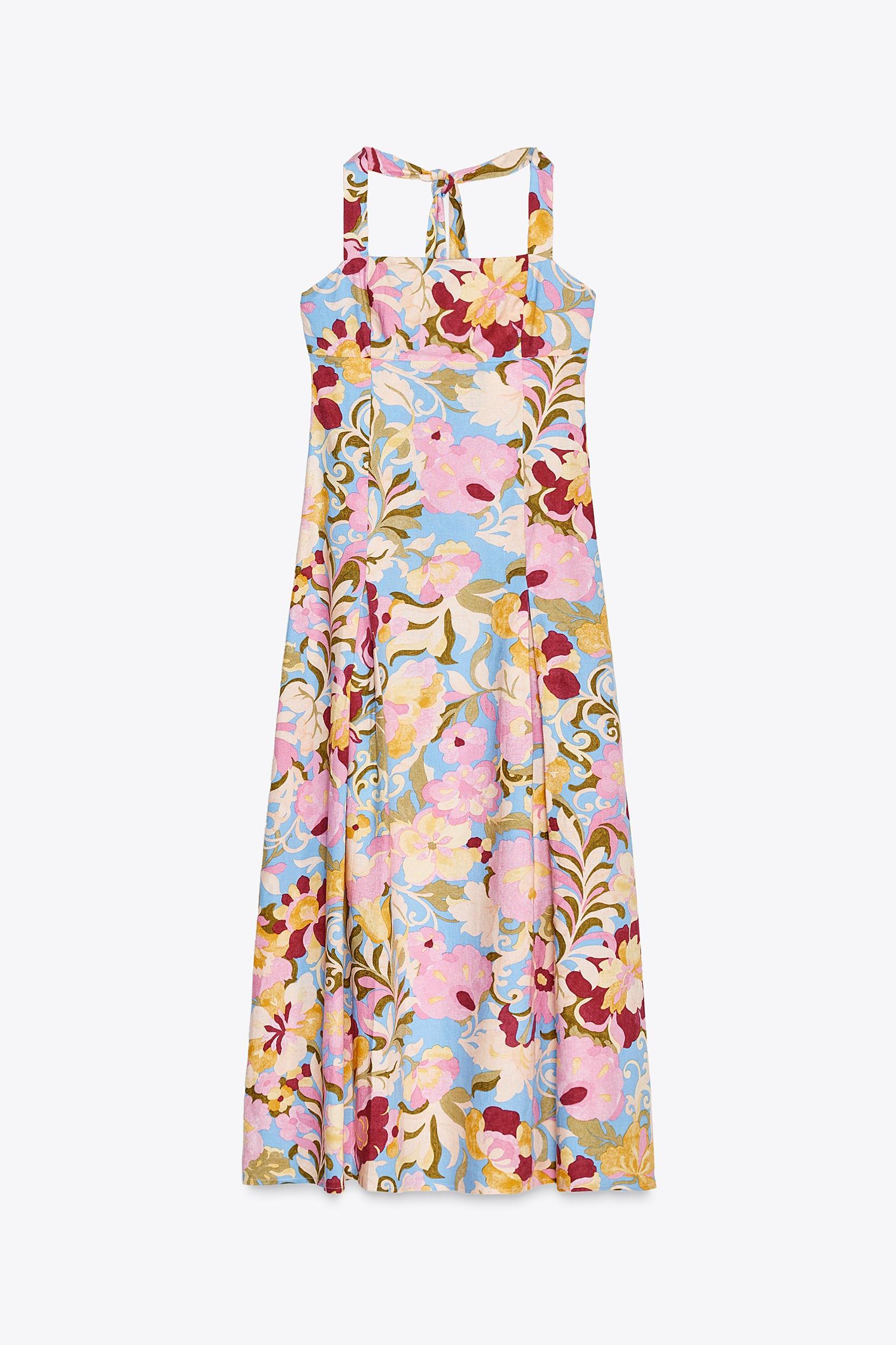 PRINTED LINEN MIDI DRESS Product Image