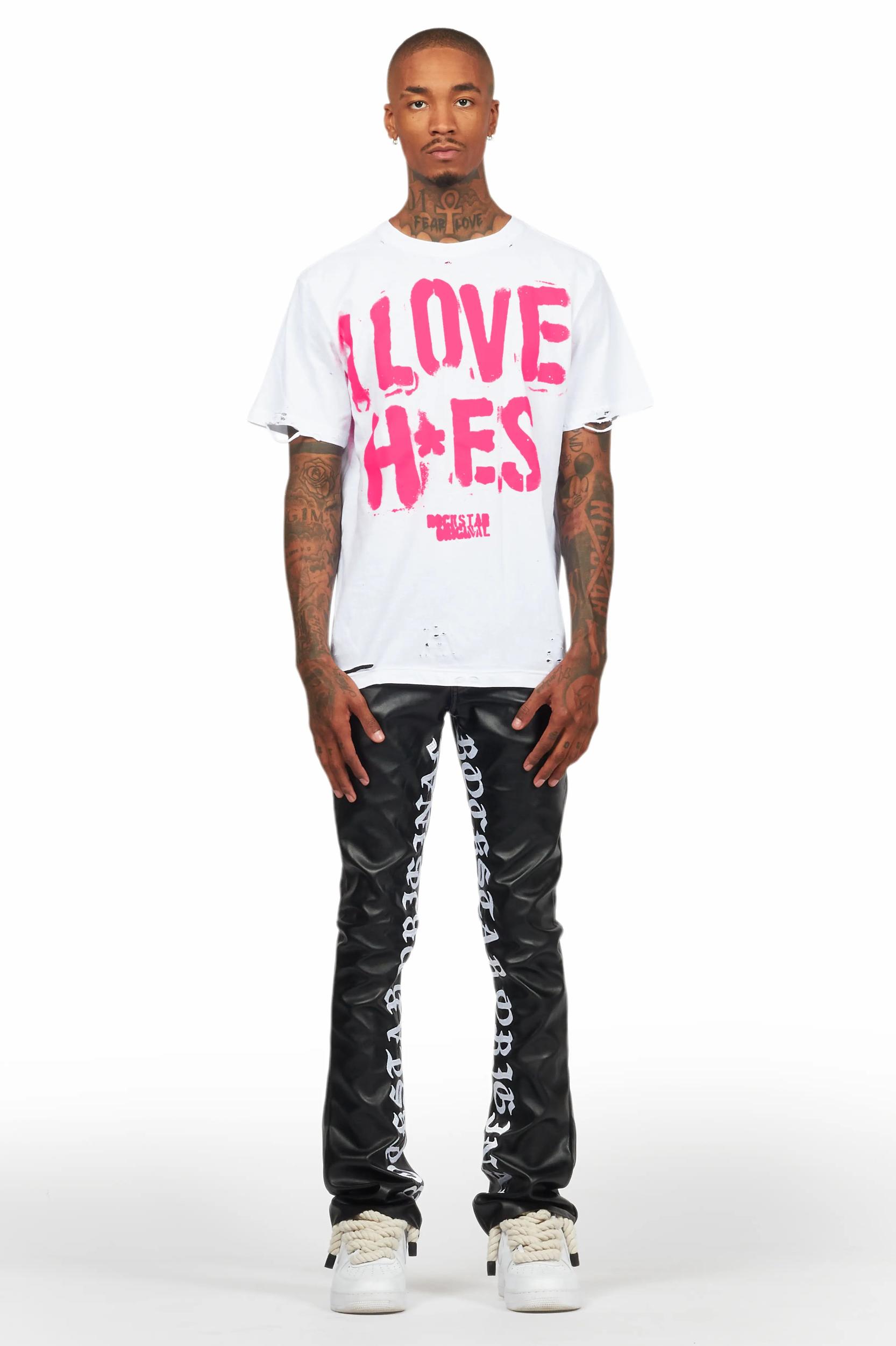 Elian Black PU Stacked Flare Jean Male Product Image