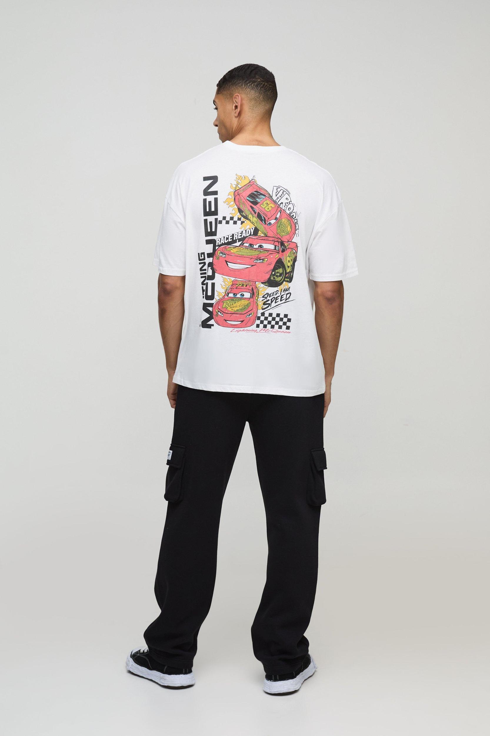 Oversized Disney Lightning McQueen License Print T-Shirt | boohooMAN USA Product Image