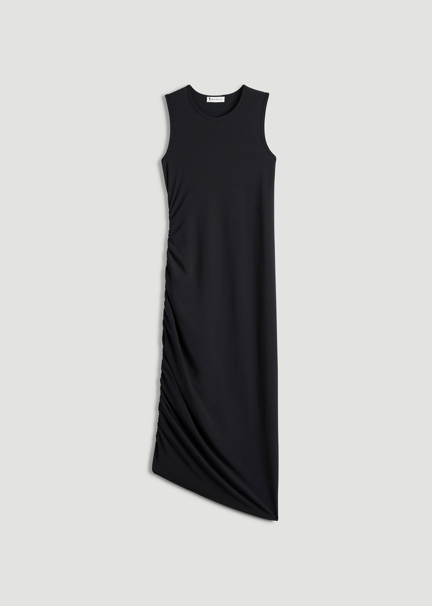 Ruched Jersey Midi Dress for Tall Women in Black Female Product Image