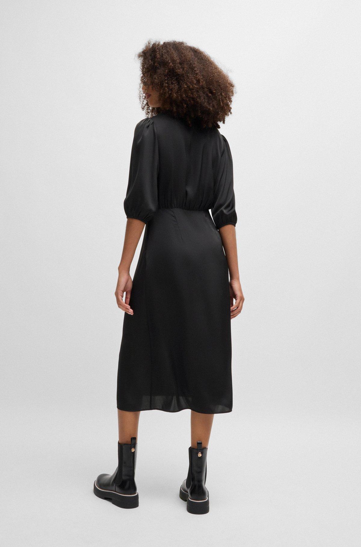 Wrap-front dress in hammered satin Product Image