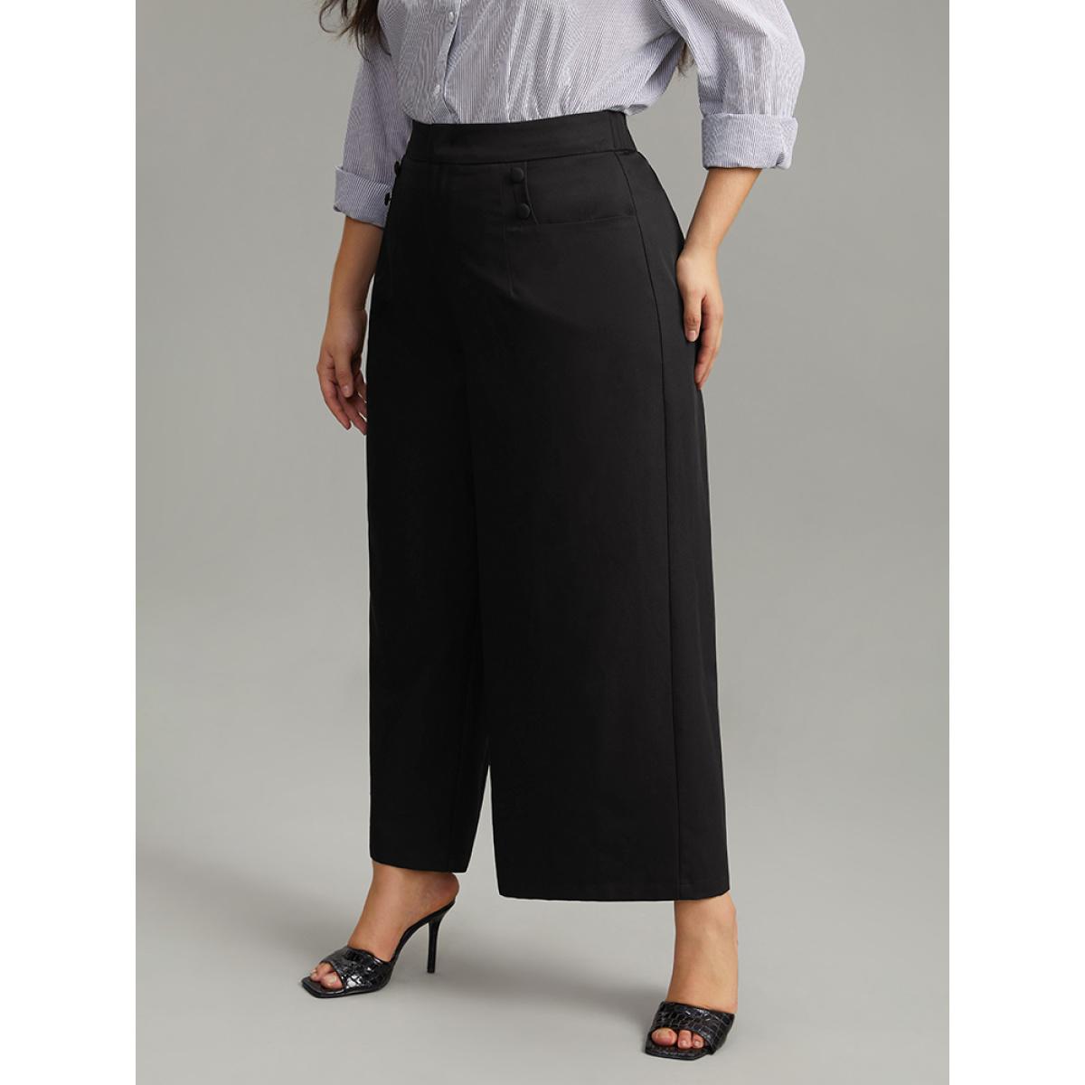 Plus Size Elastic Flocked Stretchy Waist Sheer Pants Women Indigo Timeless Loose Mid Rise Elegant Pants BloomChic 10/M Product Image