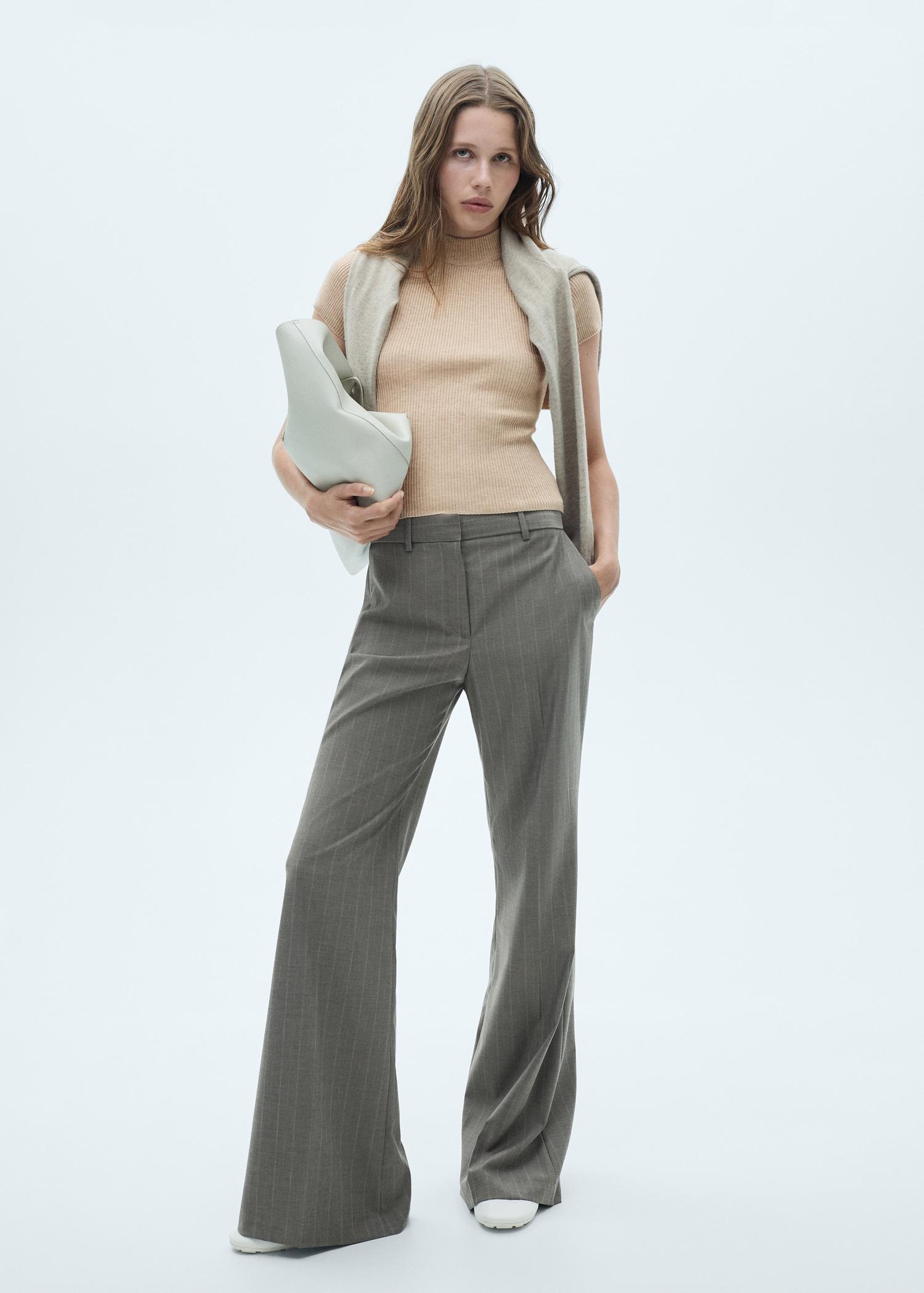 Ribbed t-shirt with perkins neck - Women | MANGO USA Product Image