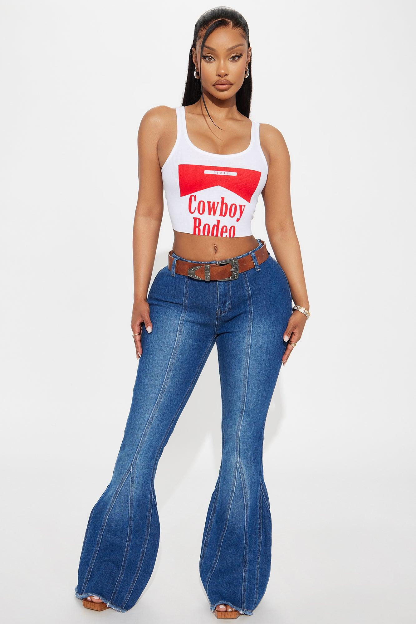 Cowboy Rodeo Ribbed Tank Top - White Female Product Image