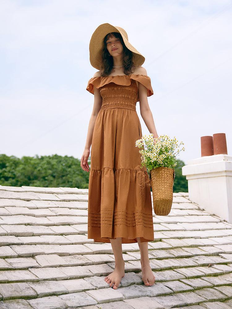 Ruffle Off Shoulder Women Maxi Dress Product Image