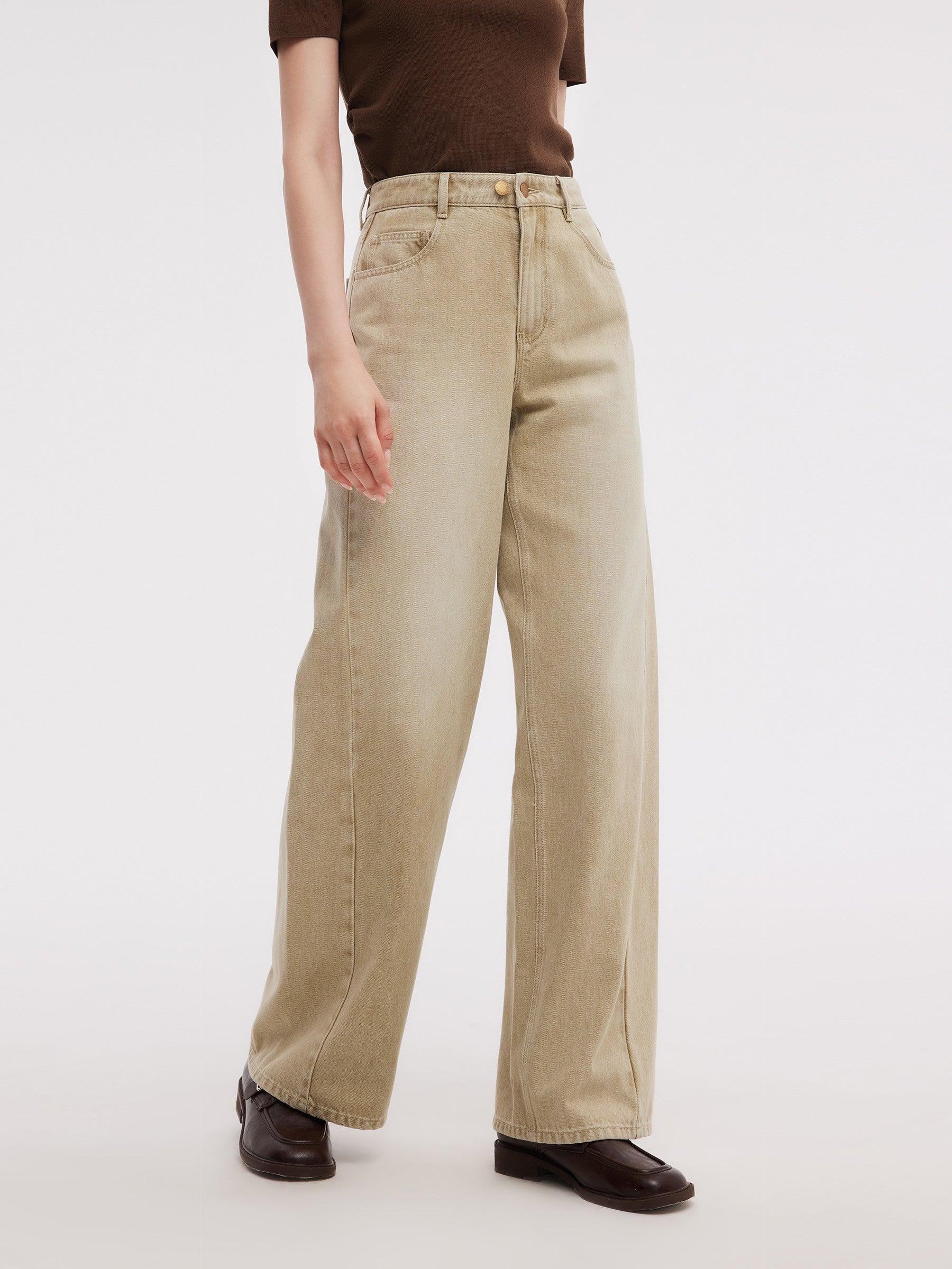 100% Cotton Denim Women Adjustable Waist Jeans Product Image