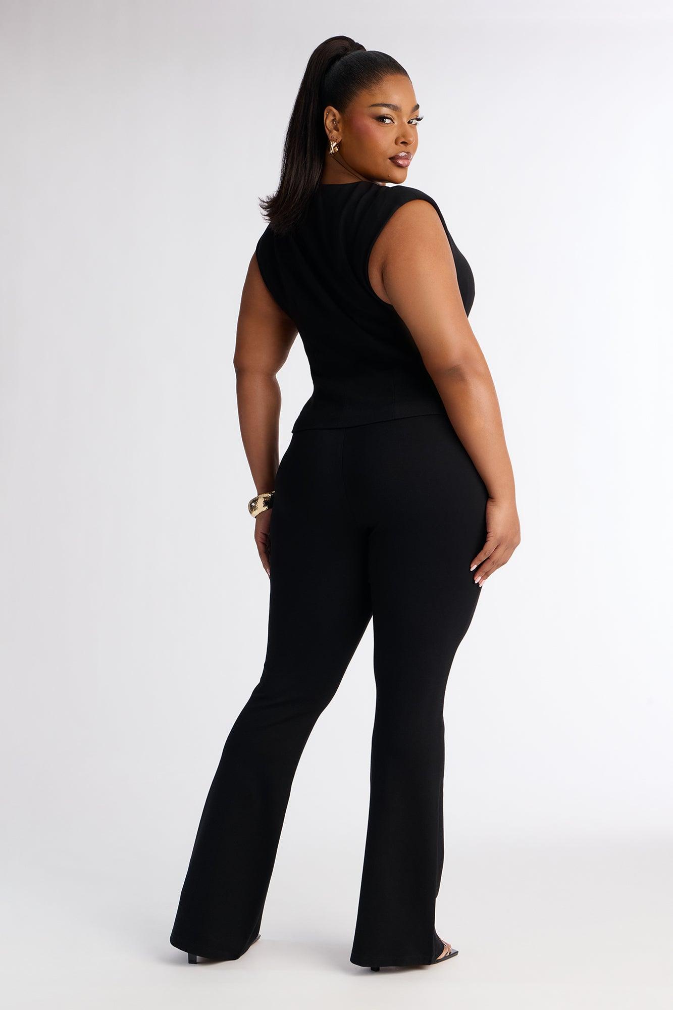 Inez Ponte Vest Flare Pant Set - Black Female Product Image