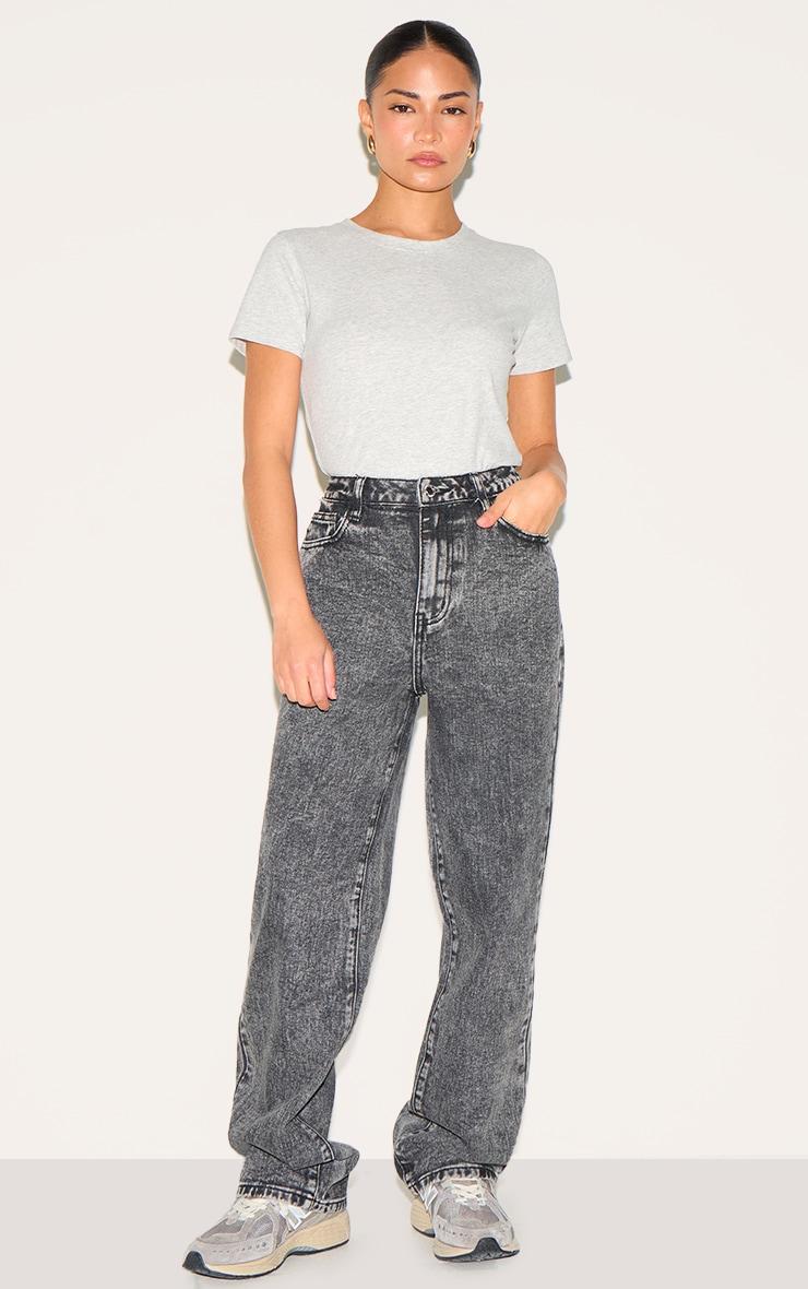 Petite Washed Grey High Waist Straight Leg Jeans Product Image