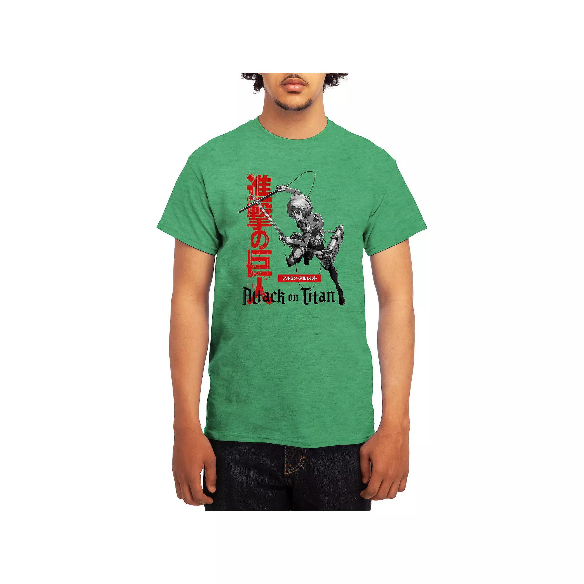 Men's Attack on Titan Armin Action Kanji Tee, Size: Large, Grey Kelly Product Image