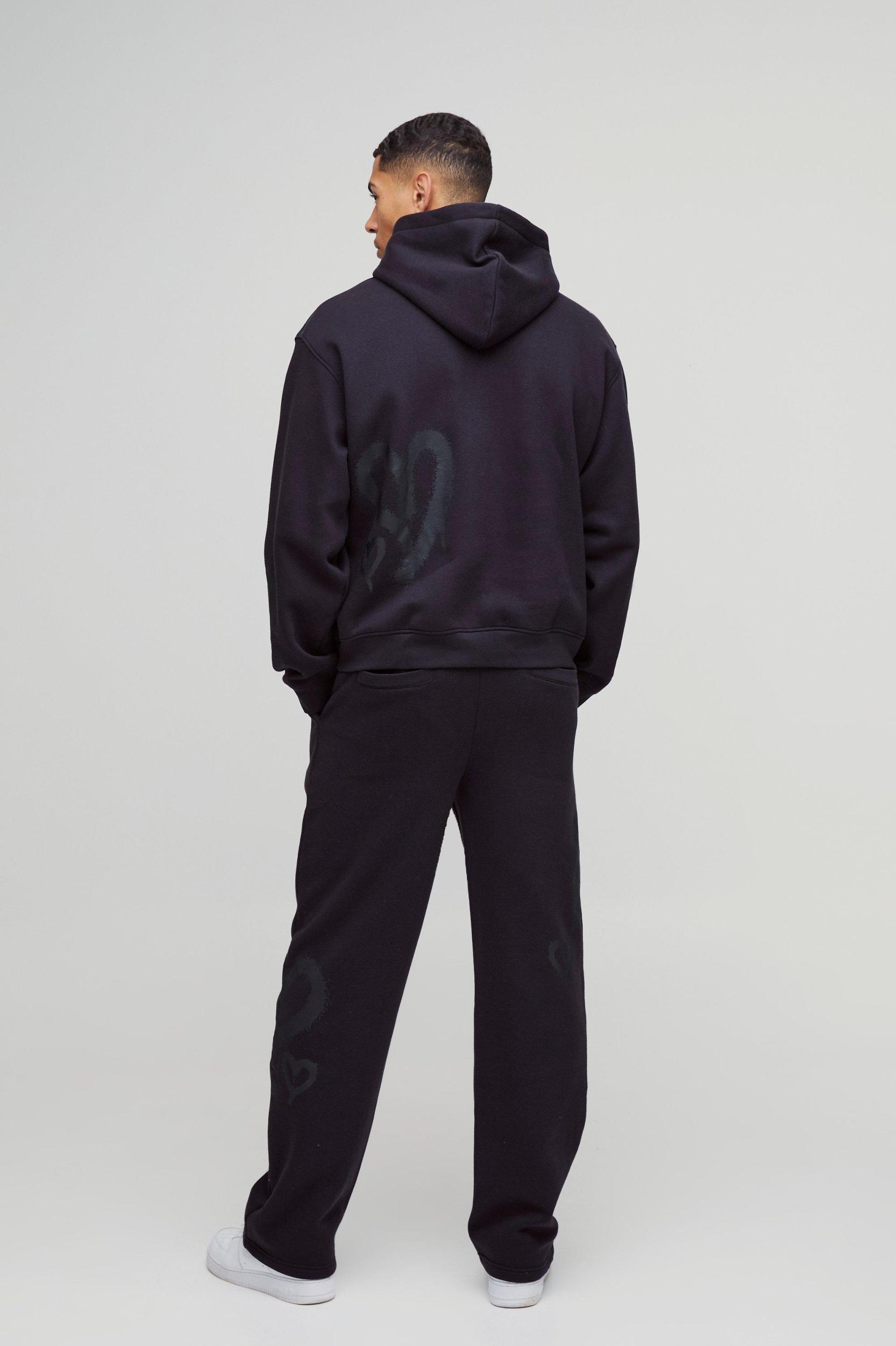 Relaxed Fit All Over Heart Printed Sweatpants | boohooMAN USA Product Image