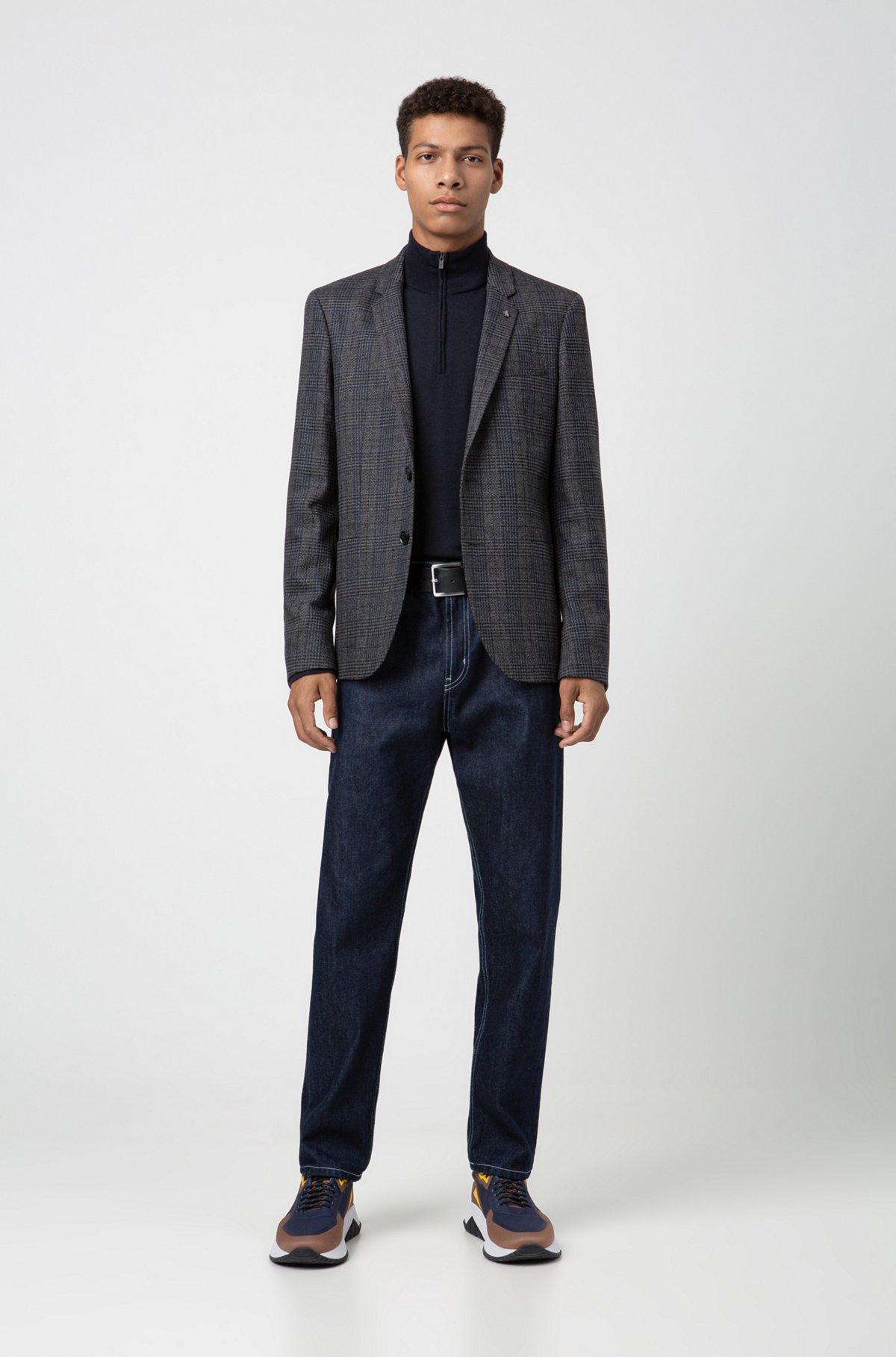 Grainy embossed-leather belt with brushed metal hardware Product Image