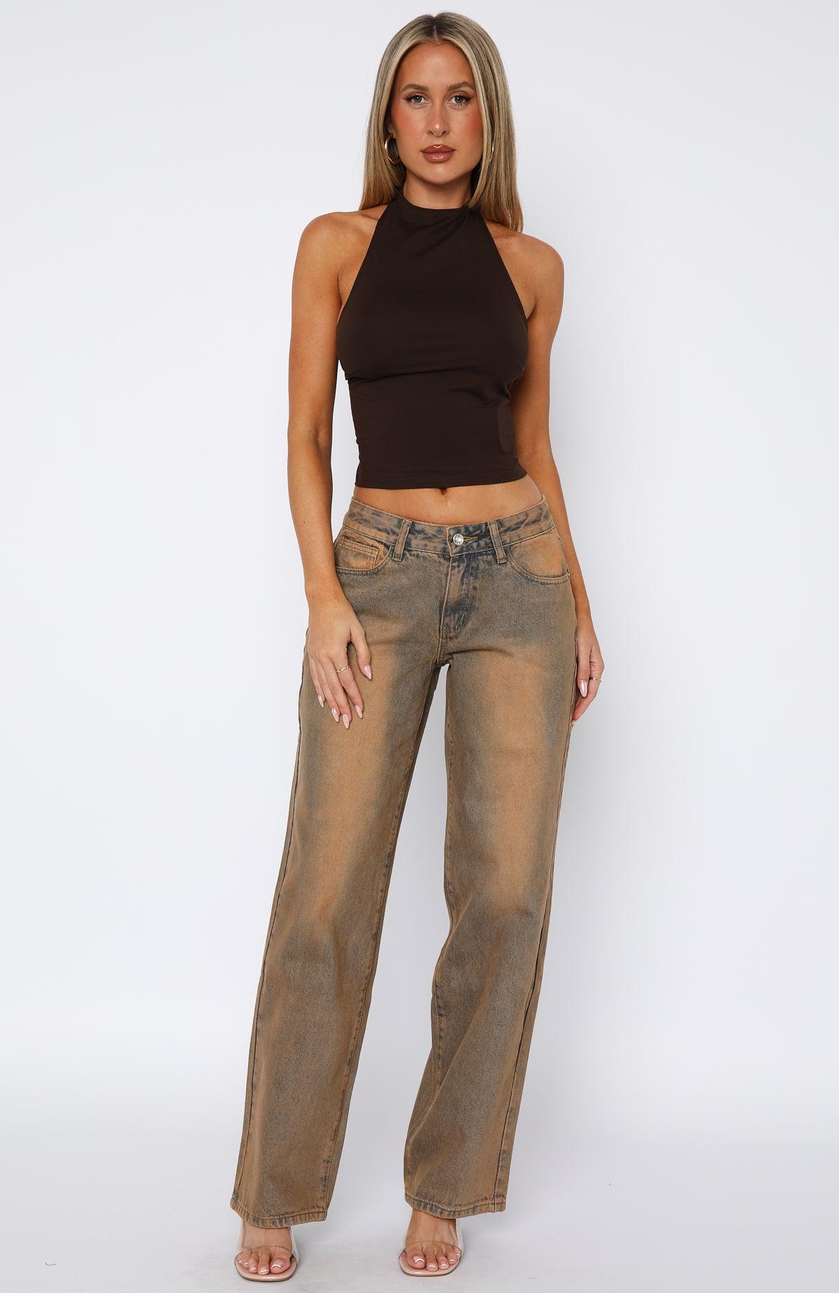 Bring The Style Low Rise Wide Leg Jeans Clay Product Image