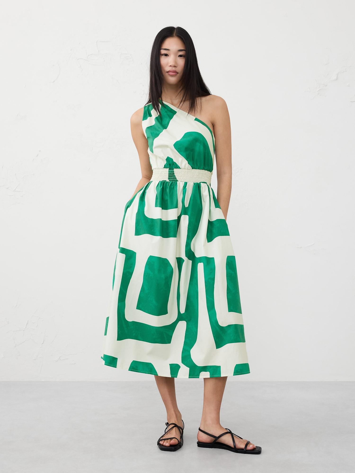 One-Shoulder Poplin Midi Dress Product Image