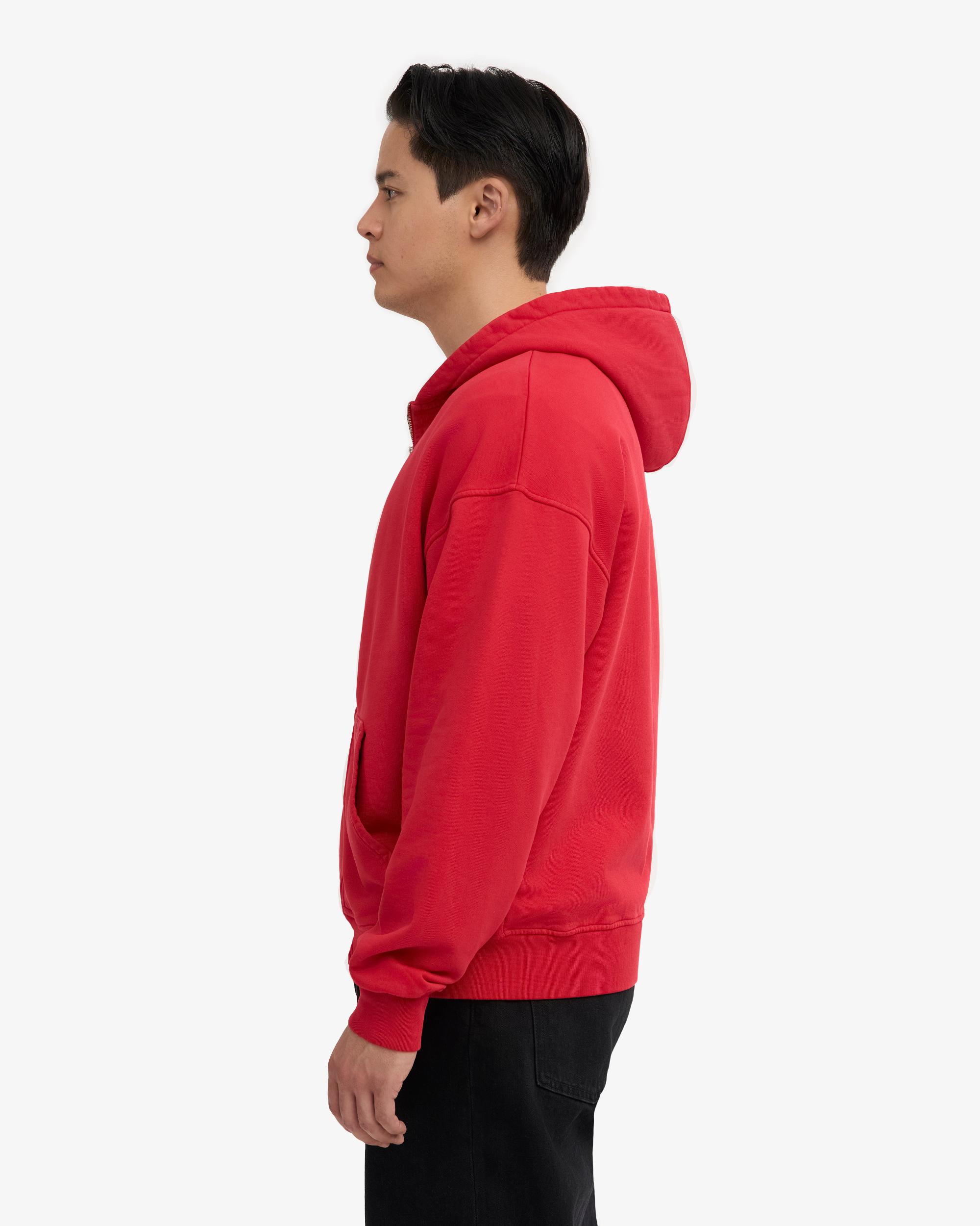 Organic Oversized Zip Hood - Scarlet Red Product Image