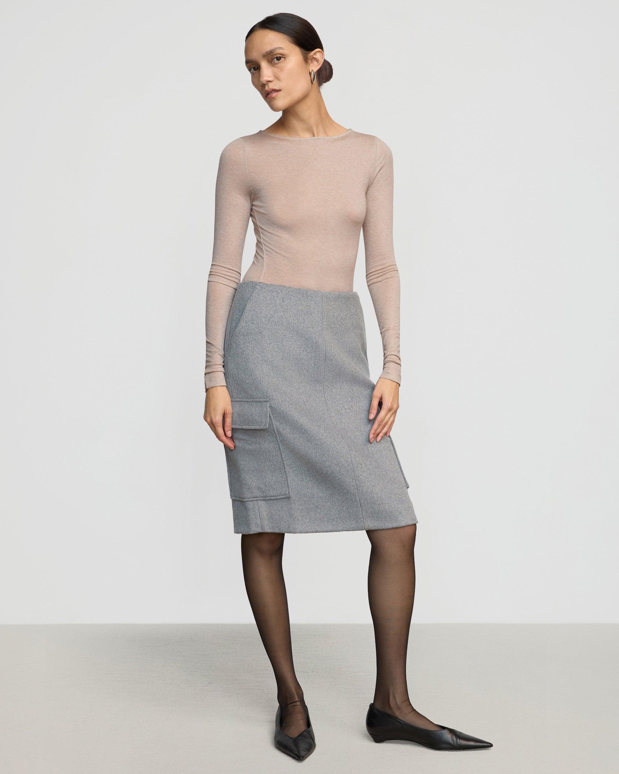 Felicia Wool Utility Midi Skirt Product Image