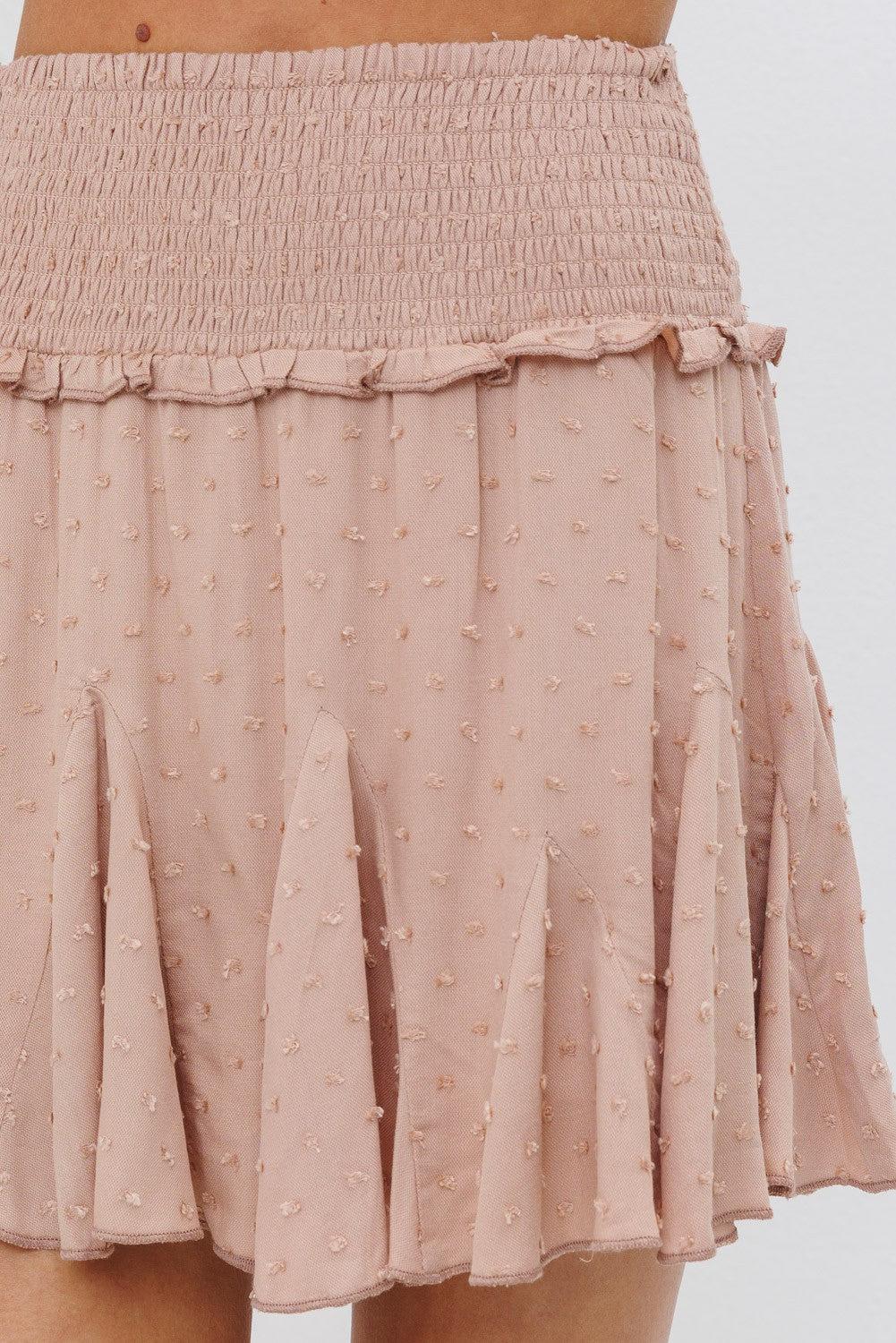 Swiss Dot Smocked Mini Skirt With Shorts Product Image