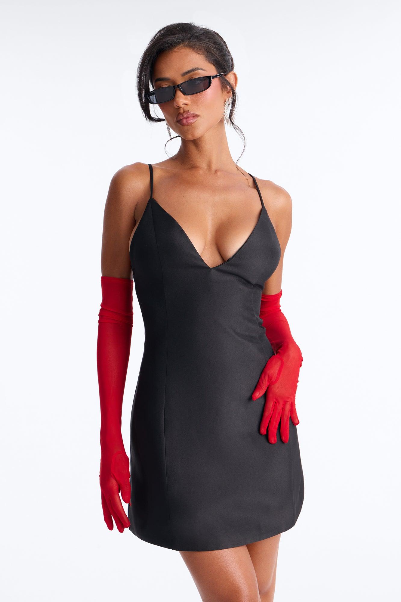Eden A Line Taffeta Mini Dress - Black Female Product Image