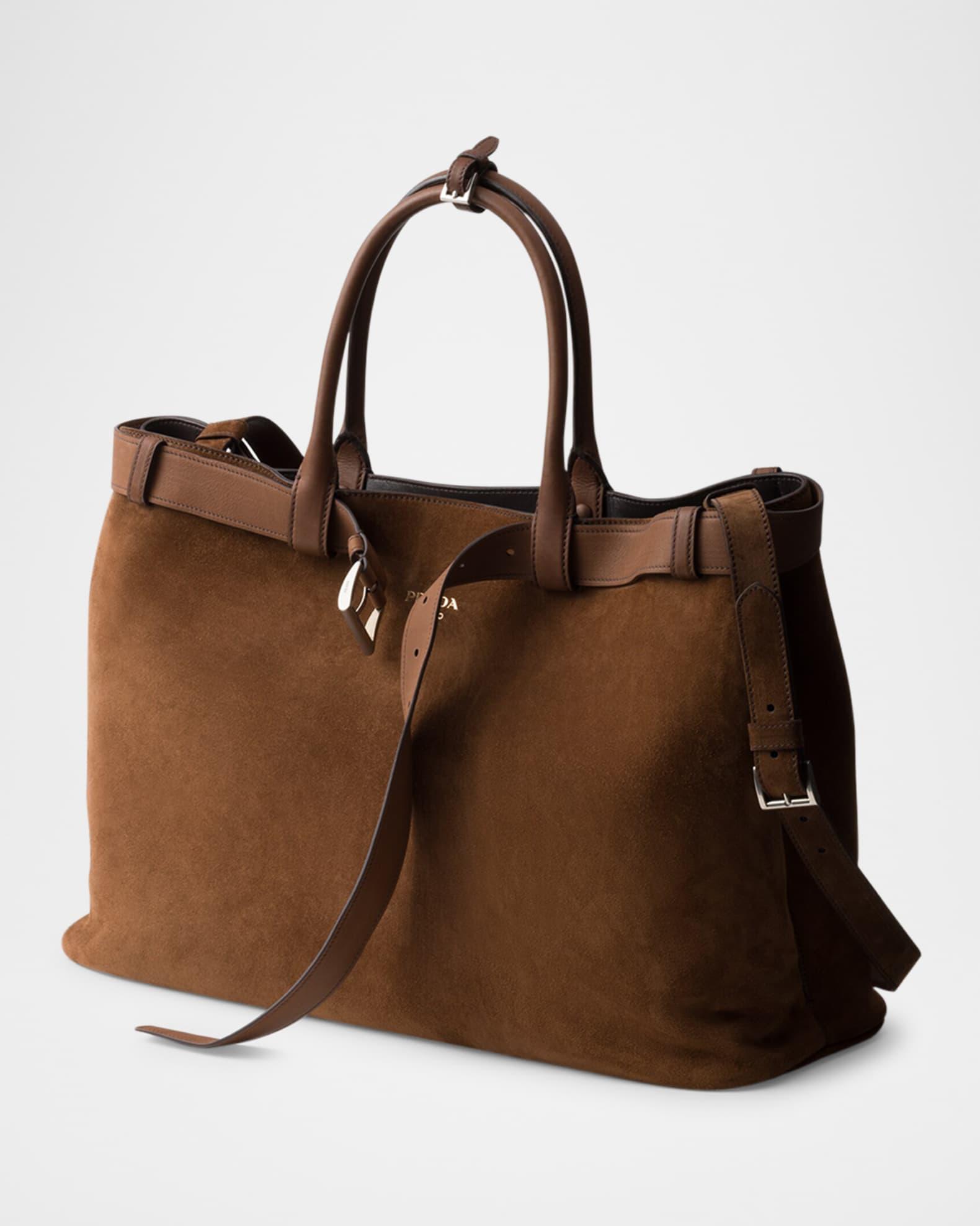 Men's Buckle Suede Shoulder Bag with Belt Product Image