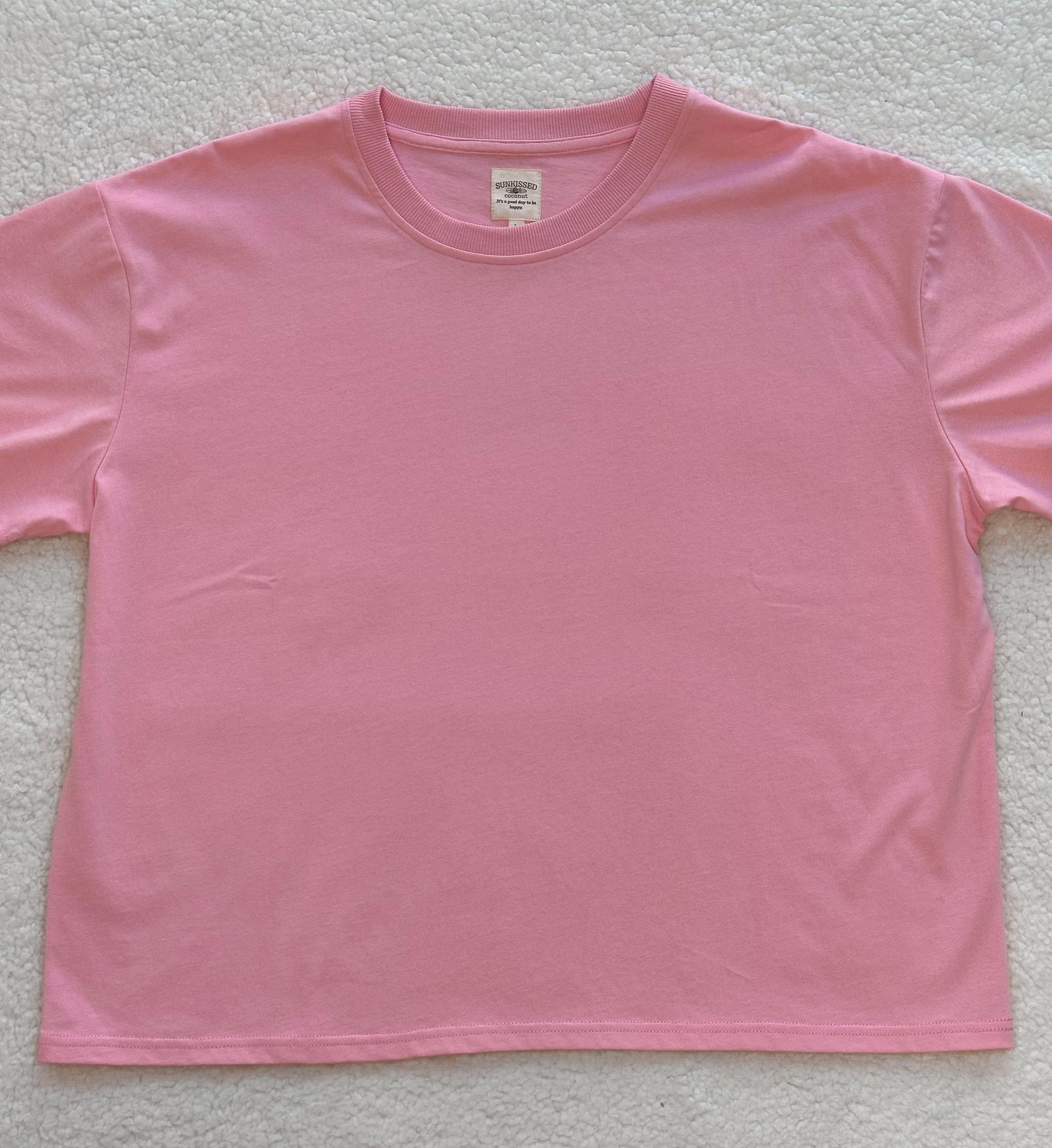 Lush Pink Basic Slightly Cropped Blank Tee Product Image