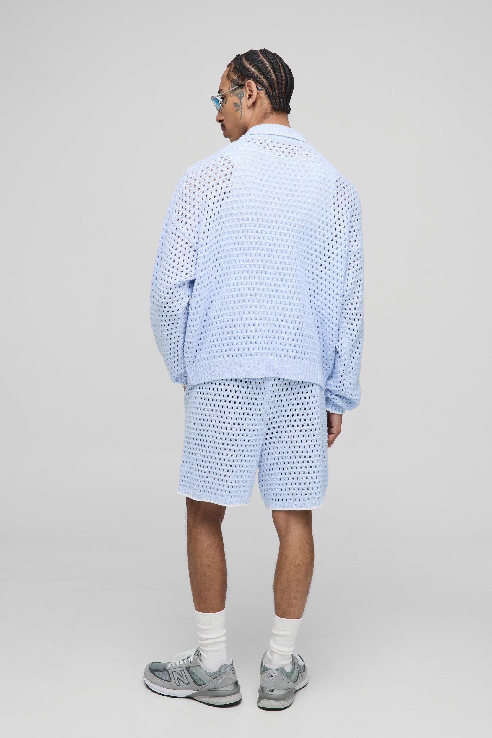 Oversized Boxy Blanket Open Stitch Knitted Tracksuit | boohooMAN USA Product Image