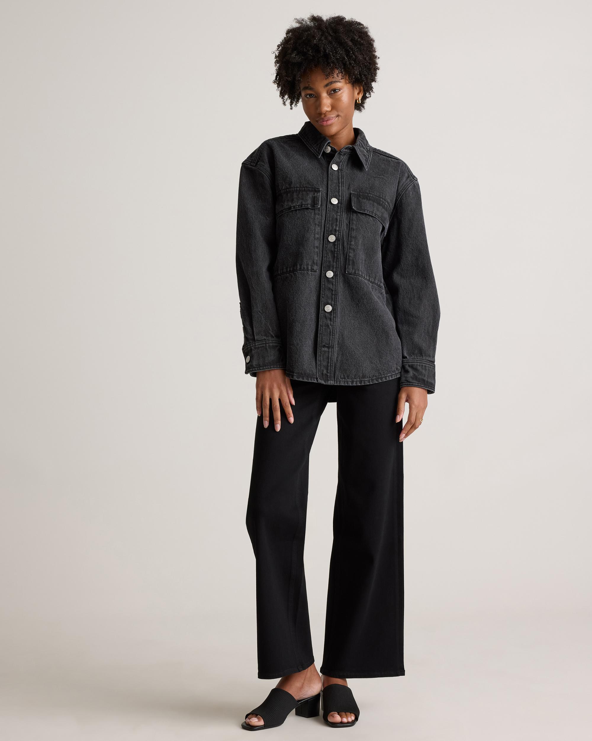 Quince | Women's Denim Cargo Shirt Jacket Size XS, Organic Cotton Product Image